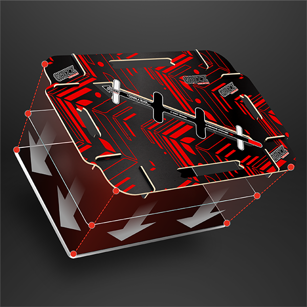 Cutie dreptunghiulară, neagră și roșie GrizzProtector pentru folia de protecție mată, Cupra Formentor 10" (2020-2024).