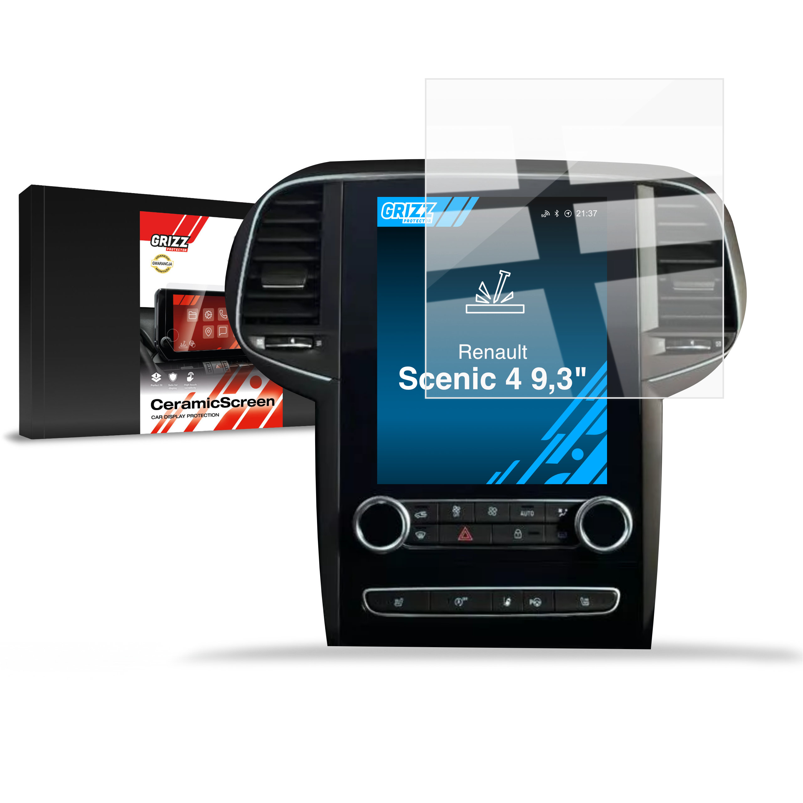 CarDisplay Protection Grizz Keramikfolie für Renault Scenic 4 8,7