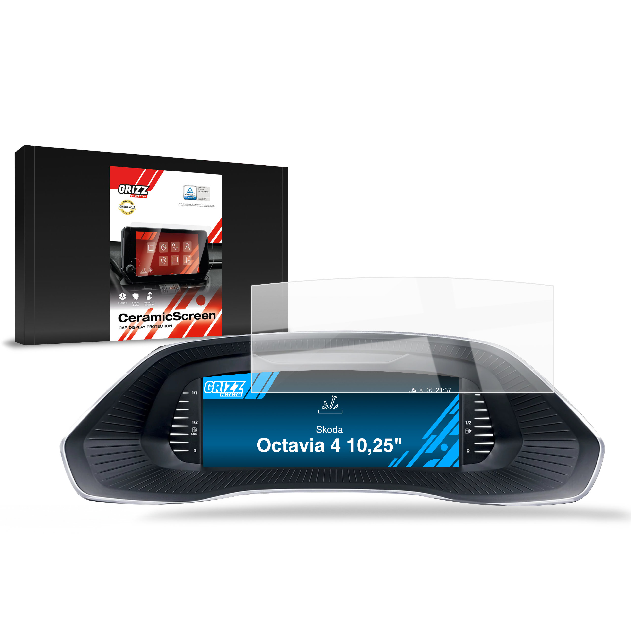 CarDisplay Protection Grizz Keramikfolie für Skoda Octavia 4 Virtual Cockpit 10,25
