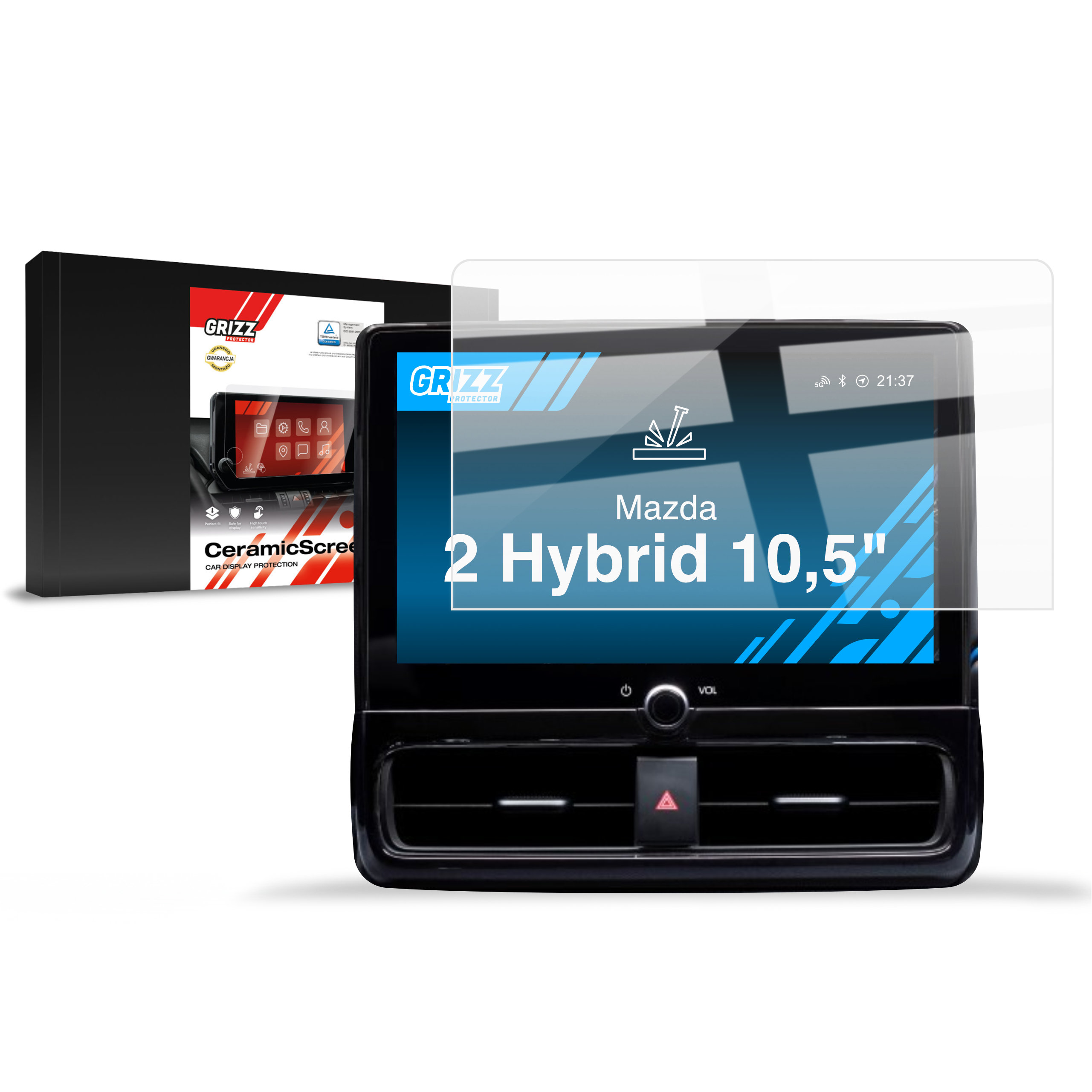 CarDisplay Protection Grizz Keramikfolie für Mazda 2 Hybrid 10,5