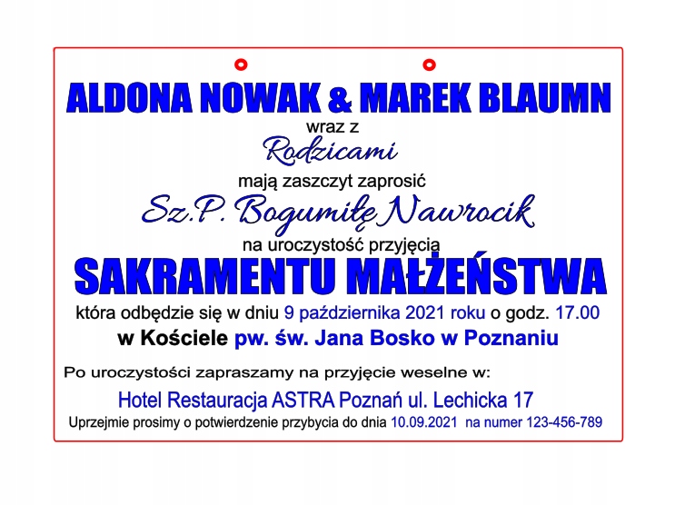 Zaproszenie na ślub