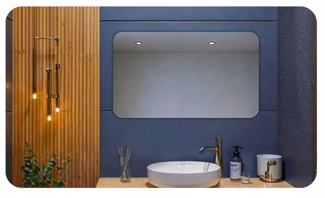 LUSTRO 90x70 cm ZAOKRĄGLONE ROGI BEZ OŚWIETLENIA ŁAZIENKOWE BEZ RAMY