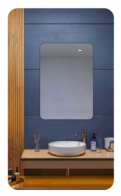 LUSTRO 60x80 cm ZAOKRĄGLONE ROGI BEZ OŚWIETLENIA ŁAZIENKOWE BEZ RAMY