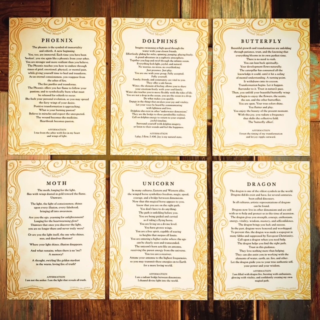 ANIMAL MAGIC card set, 6 cards A5 size. Artprints with a story/message for decoration/altar/gift/birthday/coaching/education/oracle/wisdom - image 2
