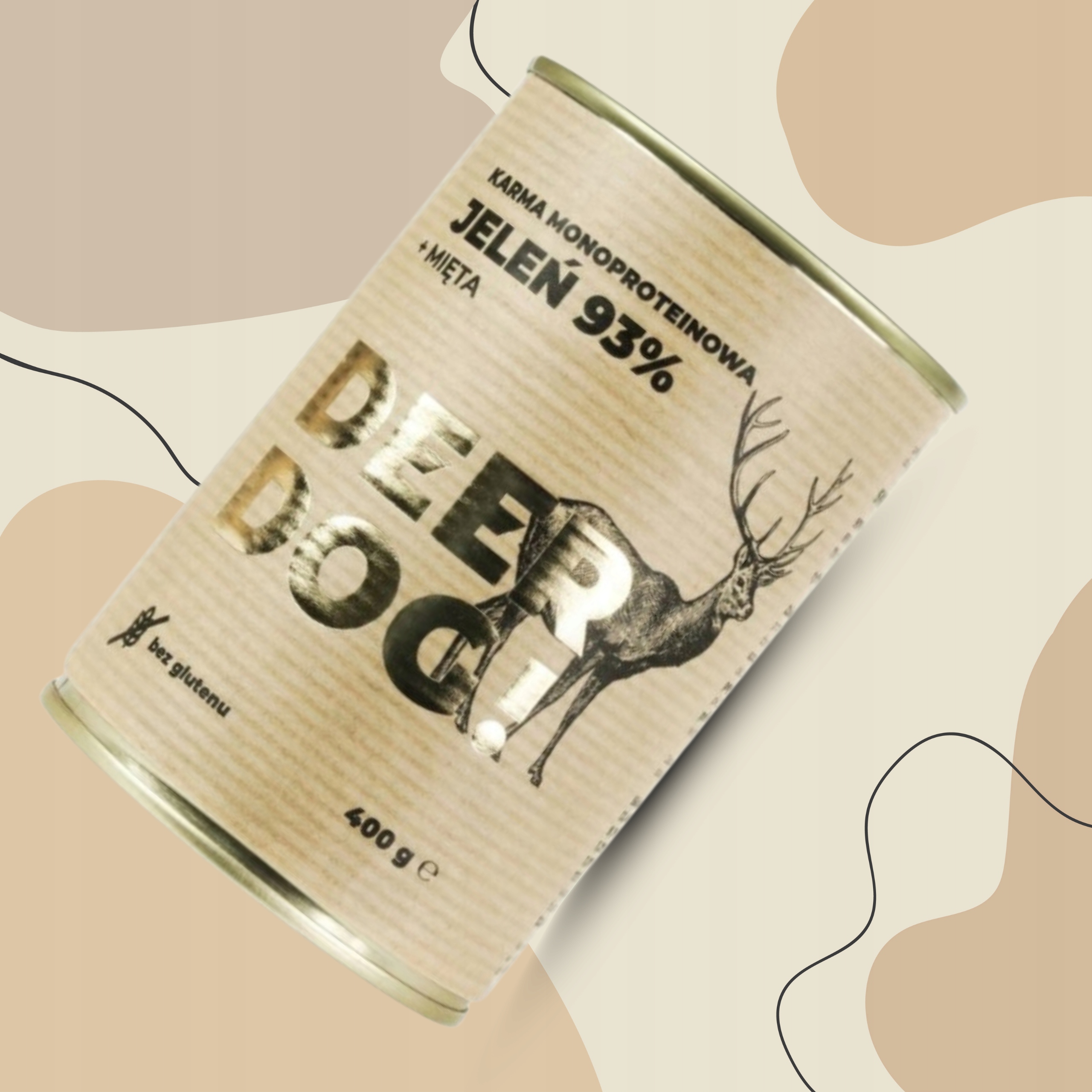 Mokra karma dla psa Deer Dog JELEŃ + MIĘTA puszka 400 G PREMIUM 93% MIĘSA