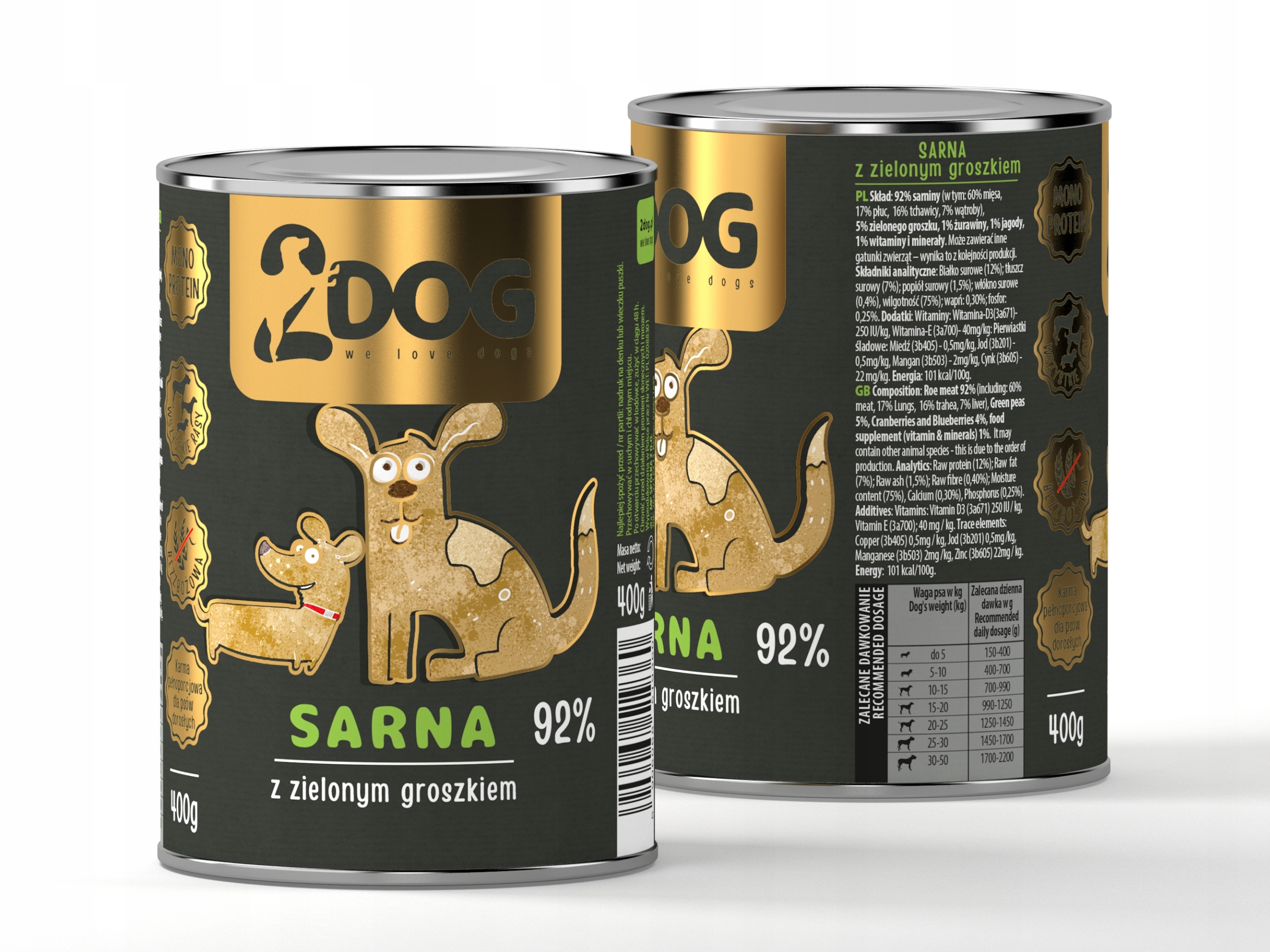 Mokra karma dla psa SARNA z groszkiem 400g MONOPROTEINOWA HIPOALERGICZNA