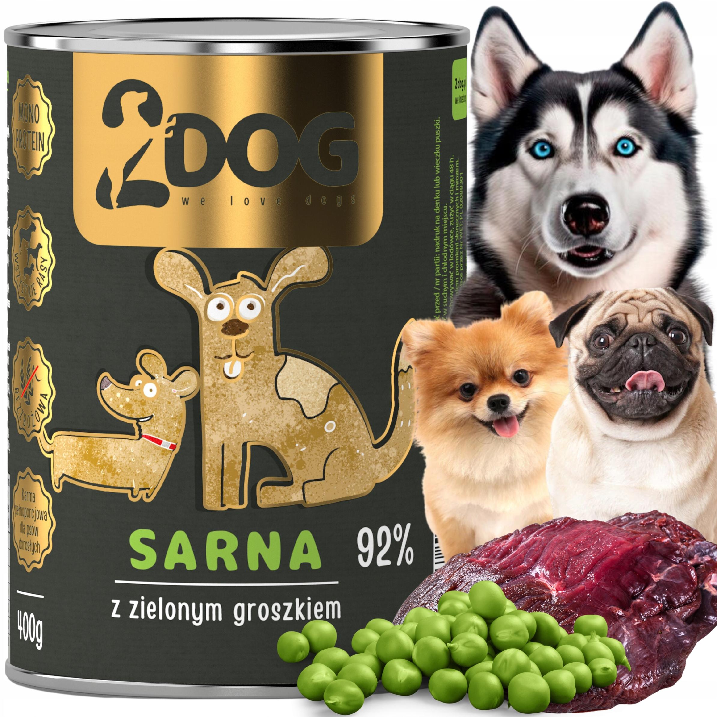 Mokra karma dla psa SARNA z groszkiem 400g MONOPROTEINOWA HIPOALERGICZNA