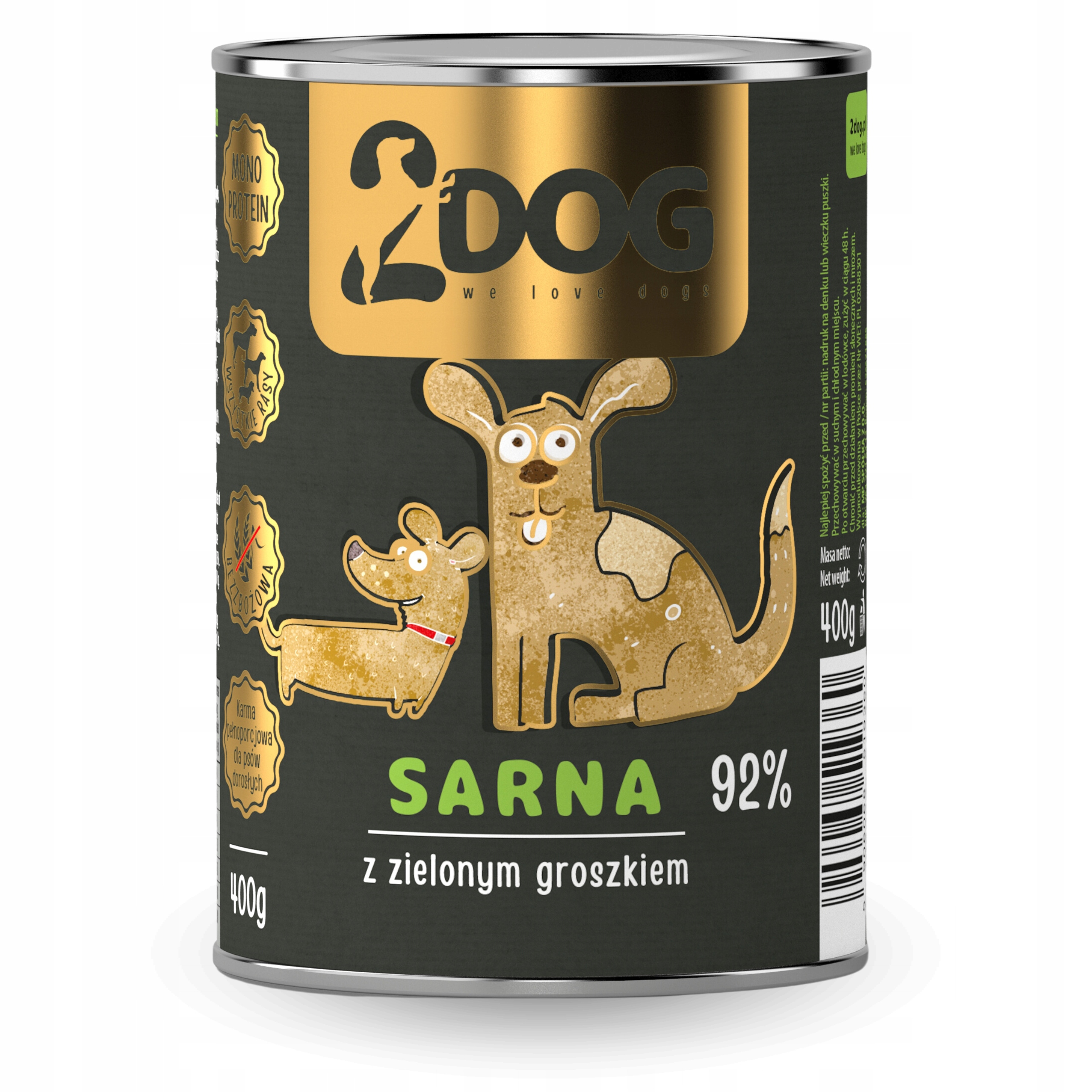 Mokra karma dla psa SARNA z groszkiem 400g MONOPROTEINOWA HIPOALERGICZNA