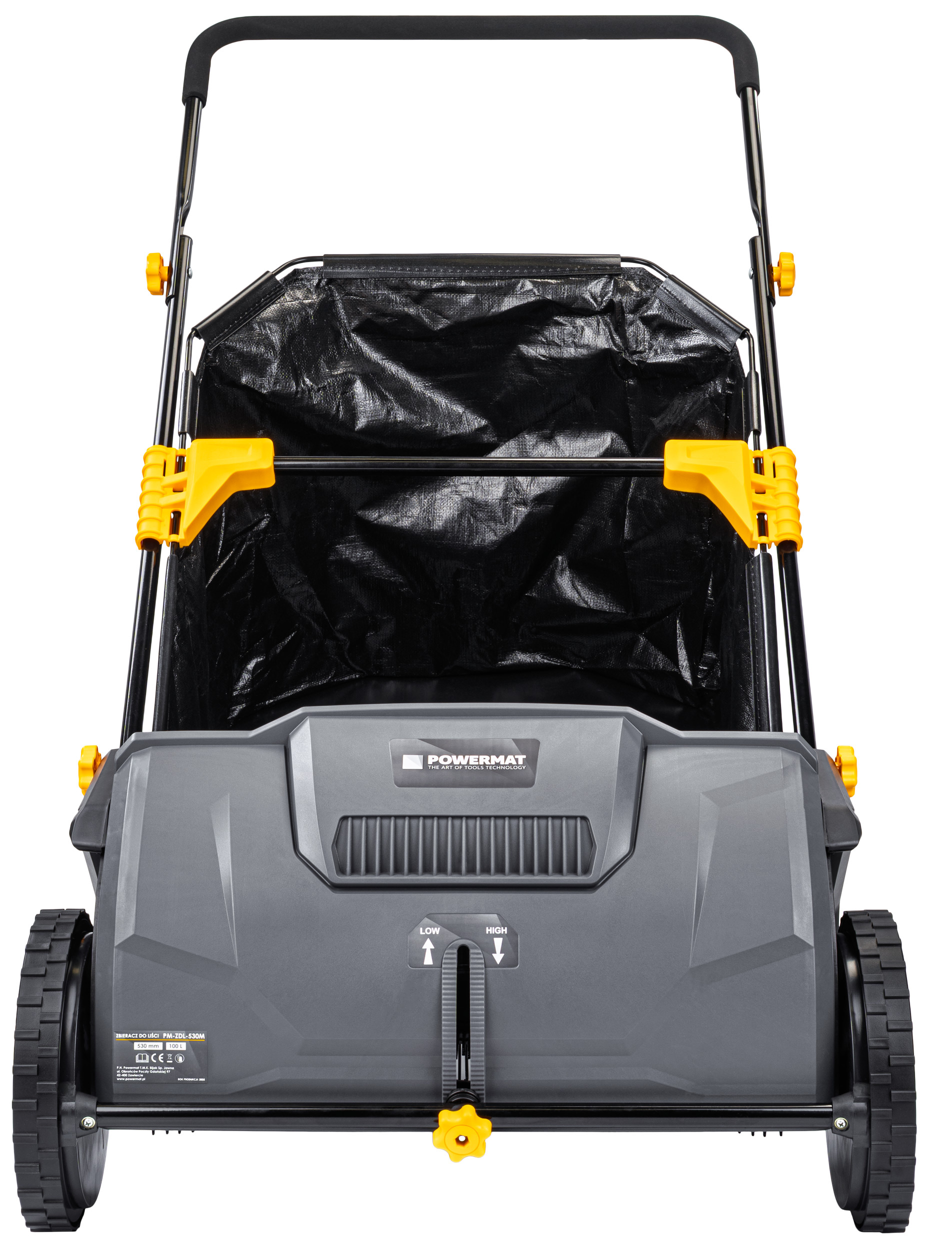 Zbieracz do liści TRAWY ręczny ZAMIATARKA kosz 100L REGULACJA WYSOKOŚCI