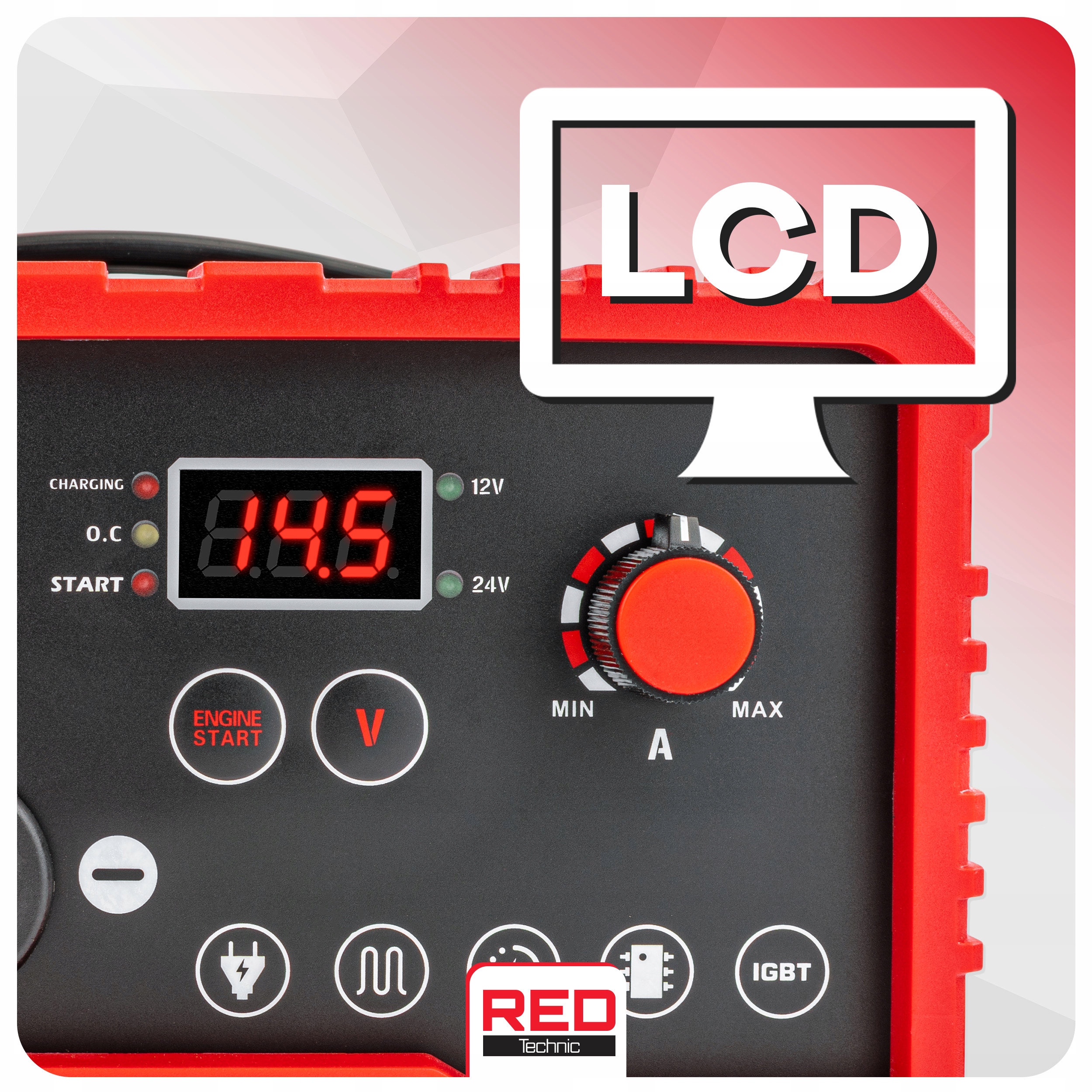 Prostownik INWERTOROWY akumulatorowy 12/24V Z ROZRUCHEM 180A ładowarka 30A