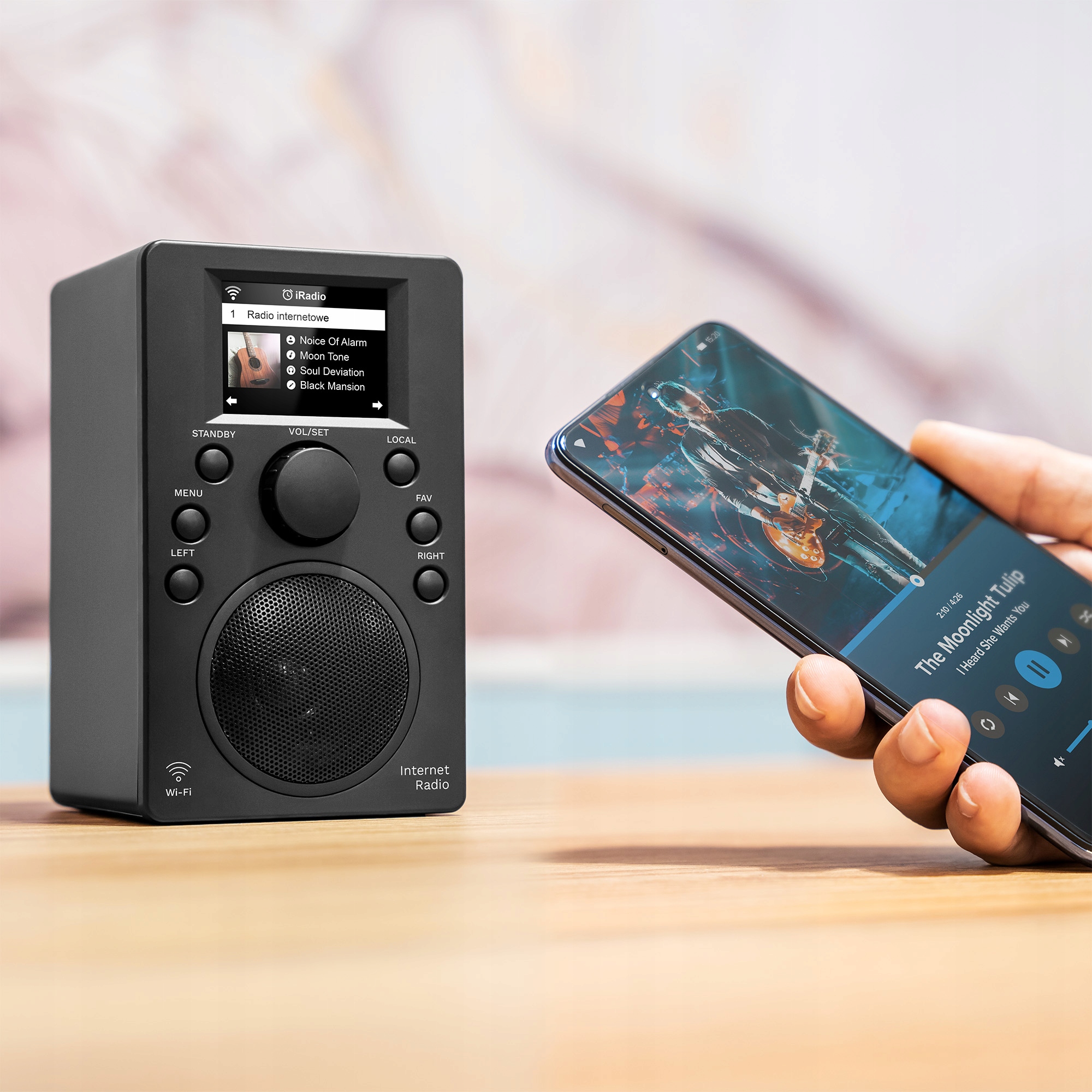 Radio INTERNETOWE WiFi Bluetooth 5.0 Kruger Matz wyświetlacz 2,4" BUDZIK