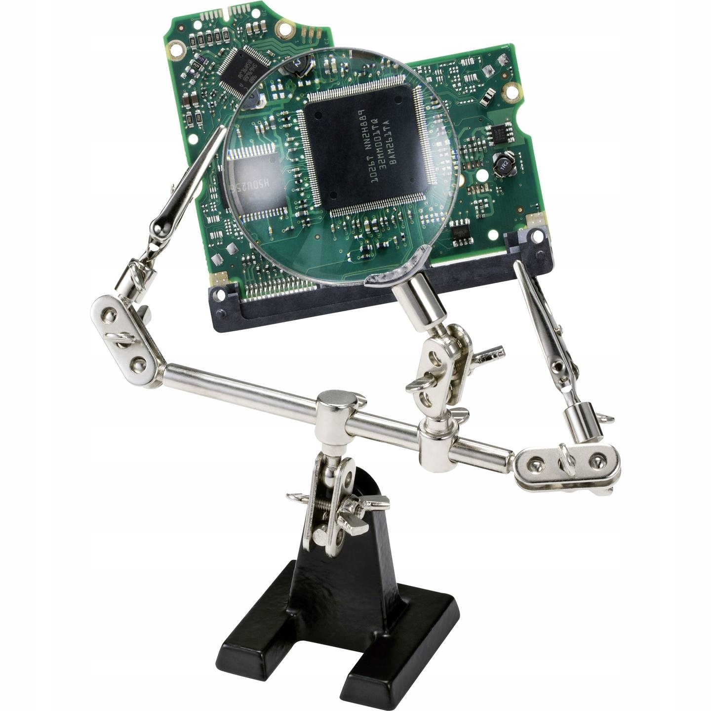 Lupa z trzecią ręką POWIĘKSZENIE 2.5-krotne ZACISKI krokodylkowe TOOLCRAFT