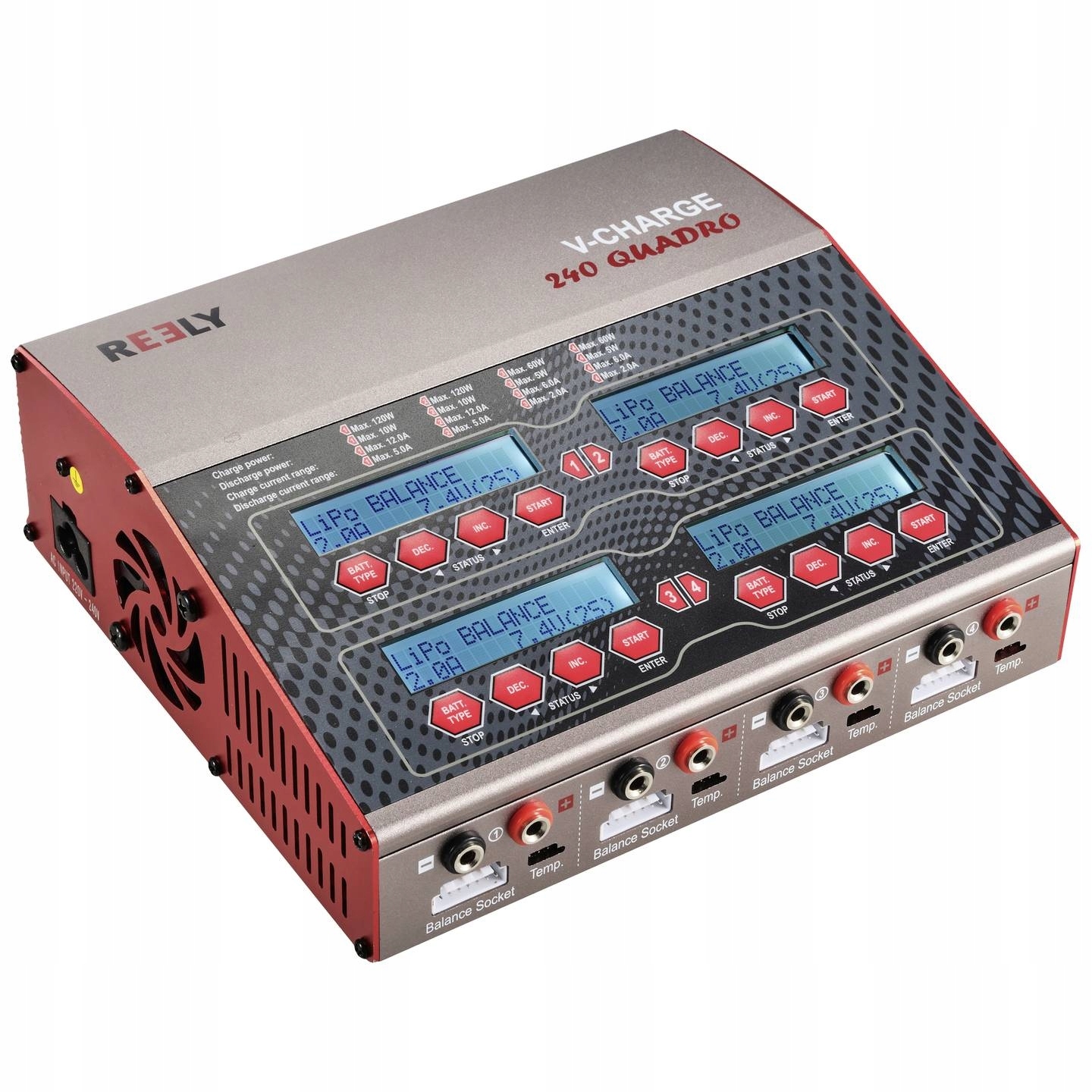 Ładowarka WIELOFUNKCYJNA do akumulatorów MODELARSKA 240W 4 wyjścia Reely