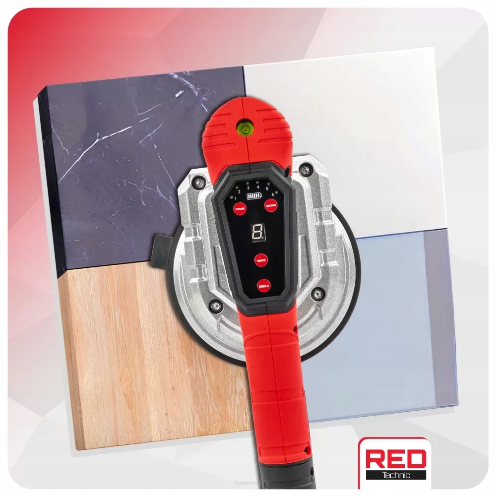 Przyssawka WIBRACYJNA do PŁYTEK 100KG wibrator AKUMULATOR 2x21V 2Ah WALIZKA