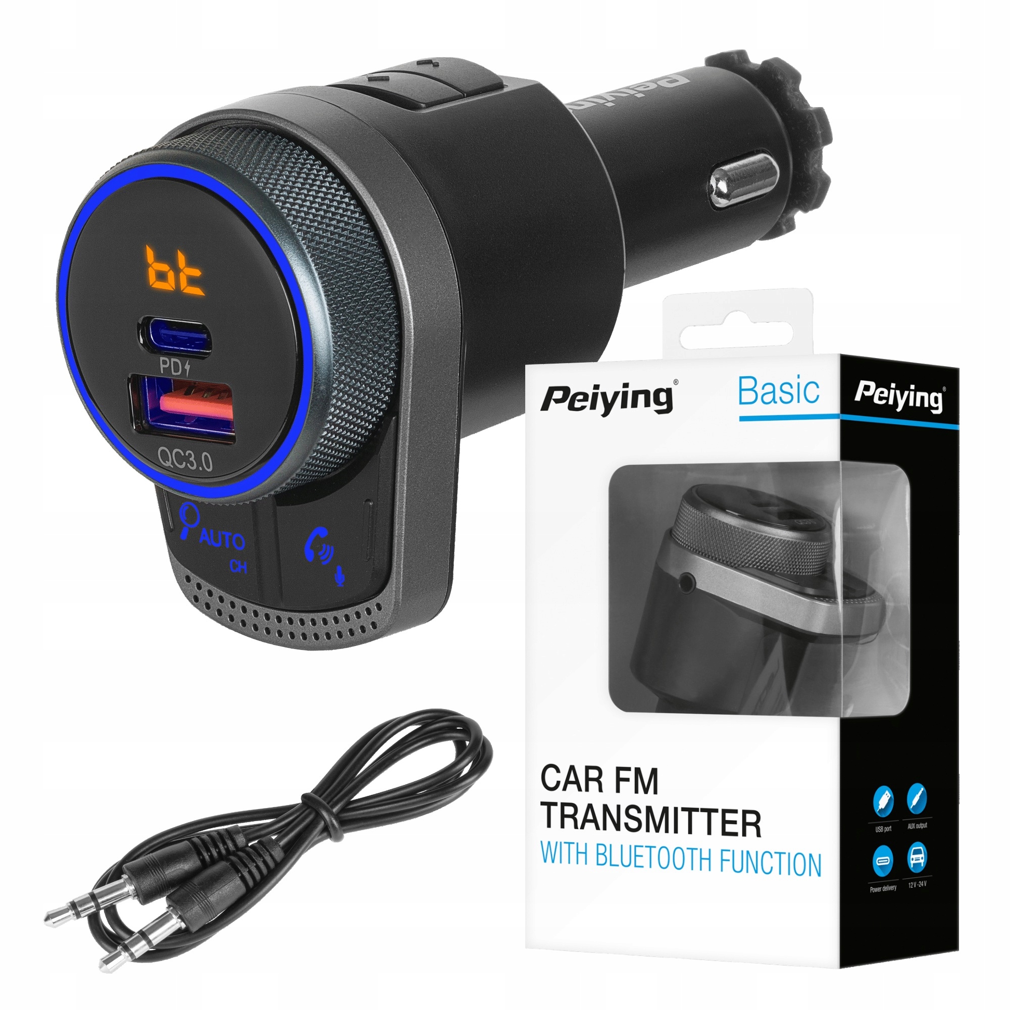 Transmiter samochodowy FM Bluetooth MP3 ŁADOWARKA
