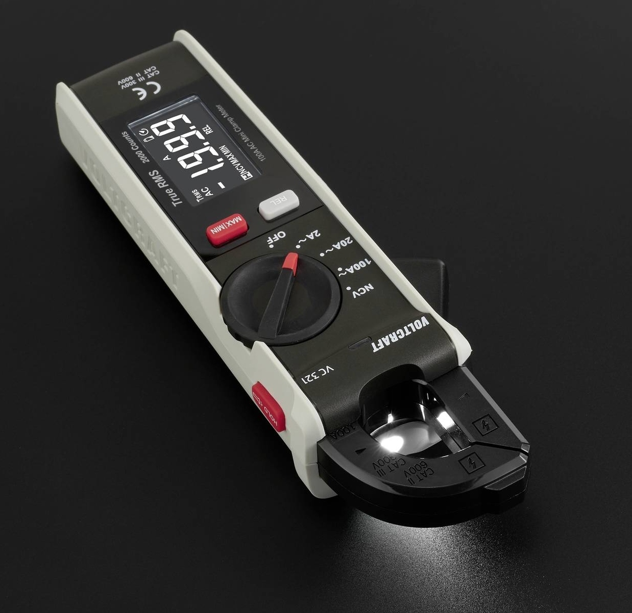 Miernik cęgowy 600 V/AC cyfrowy WYŚWIETLACZ MAX/MIN 100A VOLTCRAFT True RMS