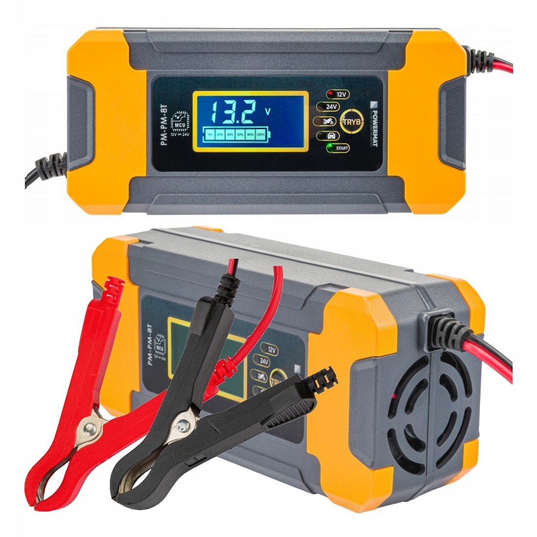 Prostownik mikroprocesorowy akumulatorowy 12V 24V 8A AUTOMATYCZNE ładowanie