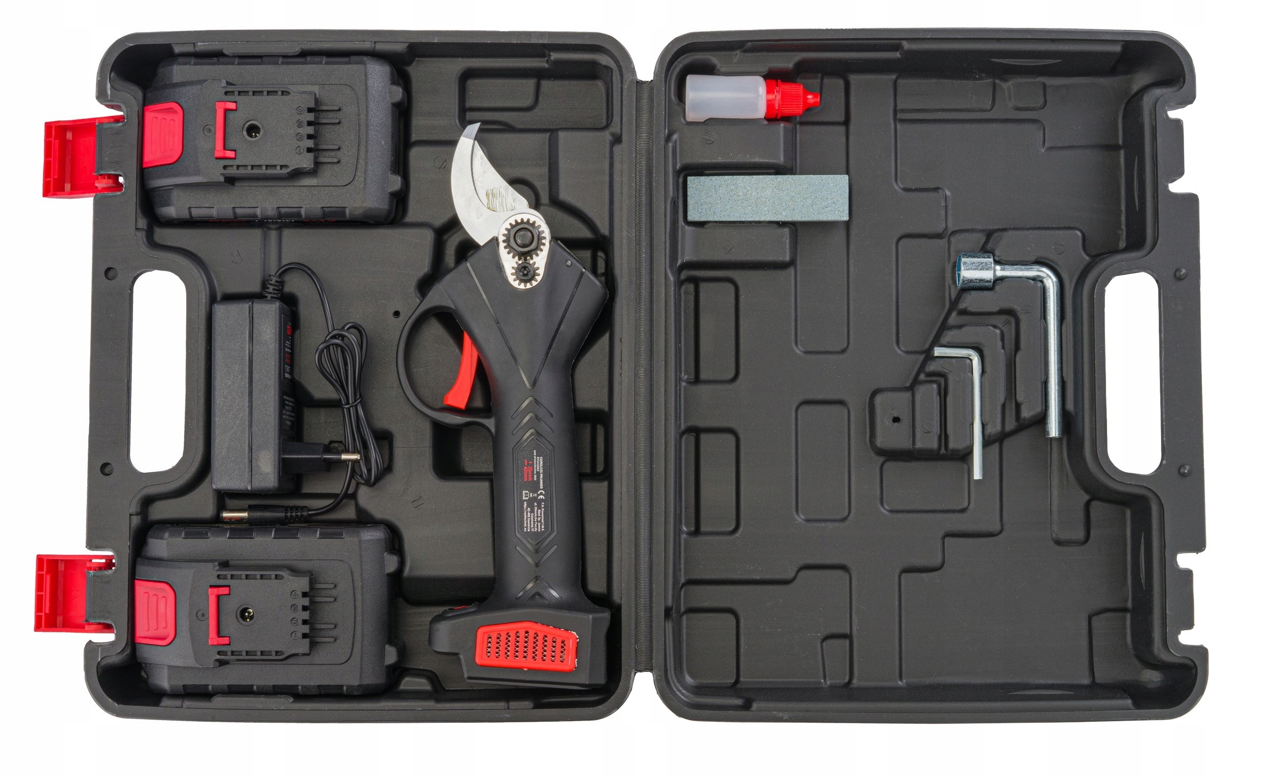 Sekator AKUMULATOROWY nożyce elektryczne DO CIĘCIA GAŁĘZI krzewów 2x20V 2Ah