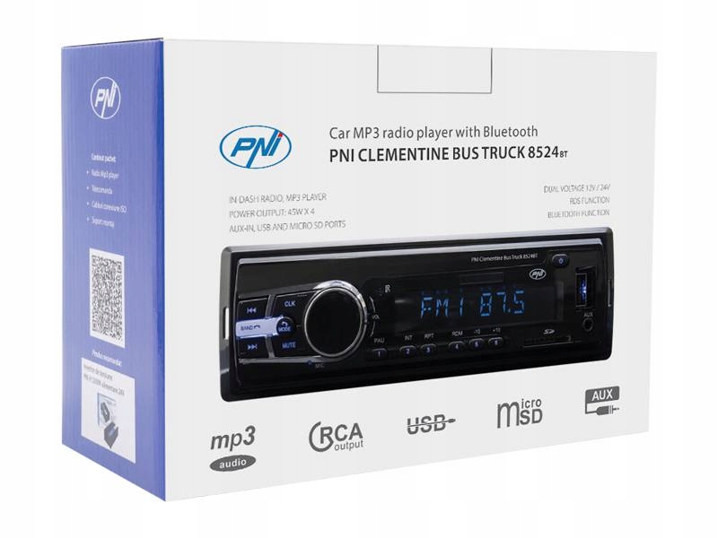 Radio samochodowe USB Bluetooth 1 DIN ISO