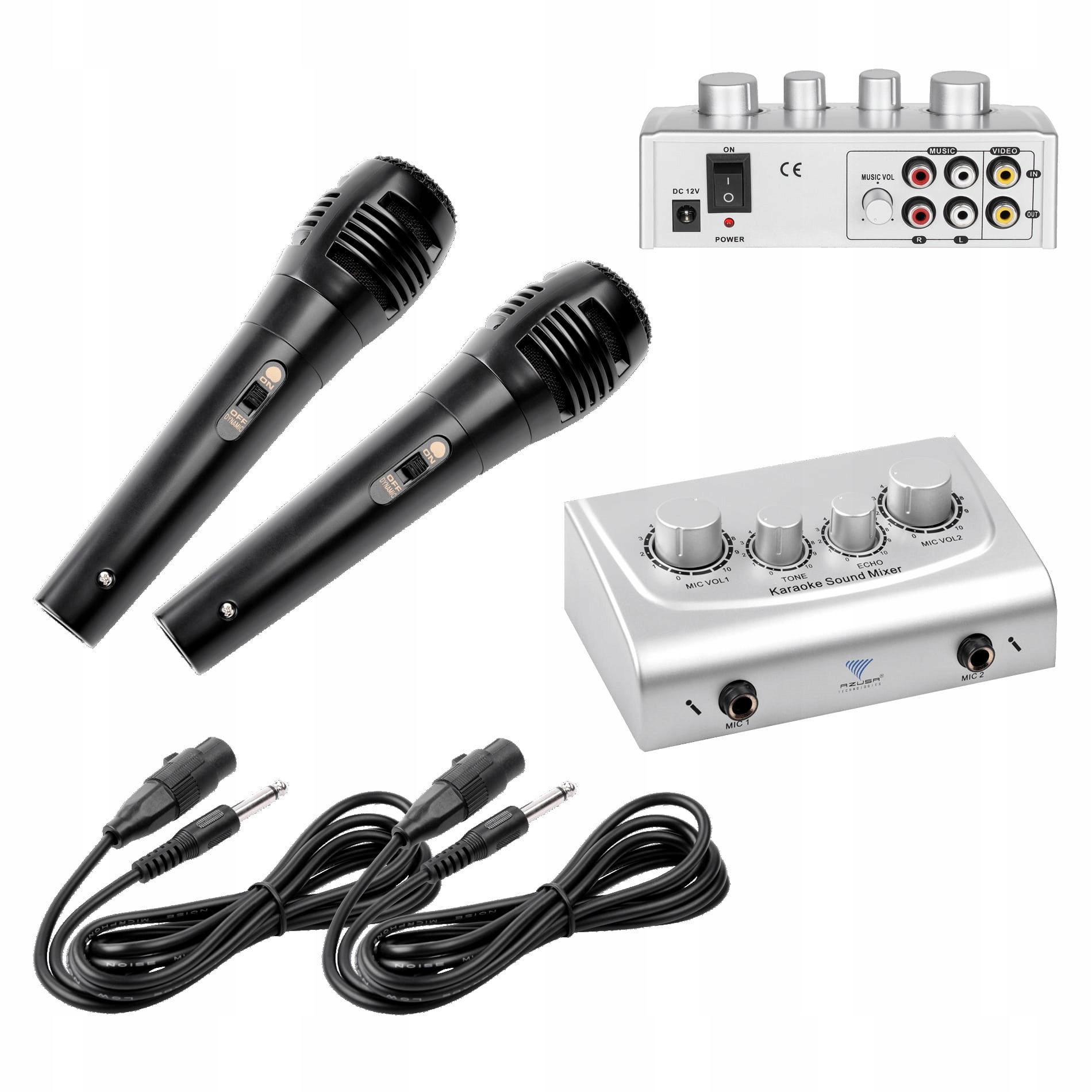 Mikrofon do KARAOKE MIKSER AUDIO z efektami ECHO 2 mikrofony w zestawie