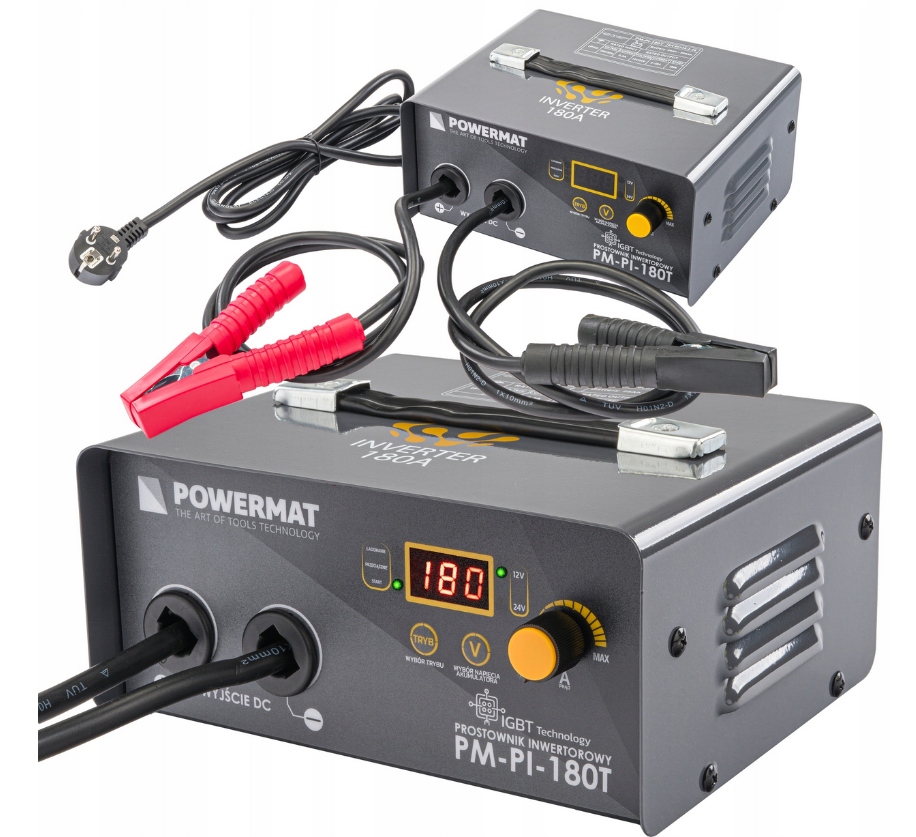 Prostownik AKUMULATOROWY inwertorowy z ROZRUCHEM 180A 12/24 V ładowarka 30A