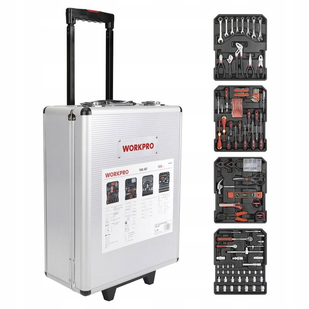 Zestaw narzędzi w walizce aluminiowej 1050 elementów walizka na kółkach