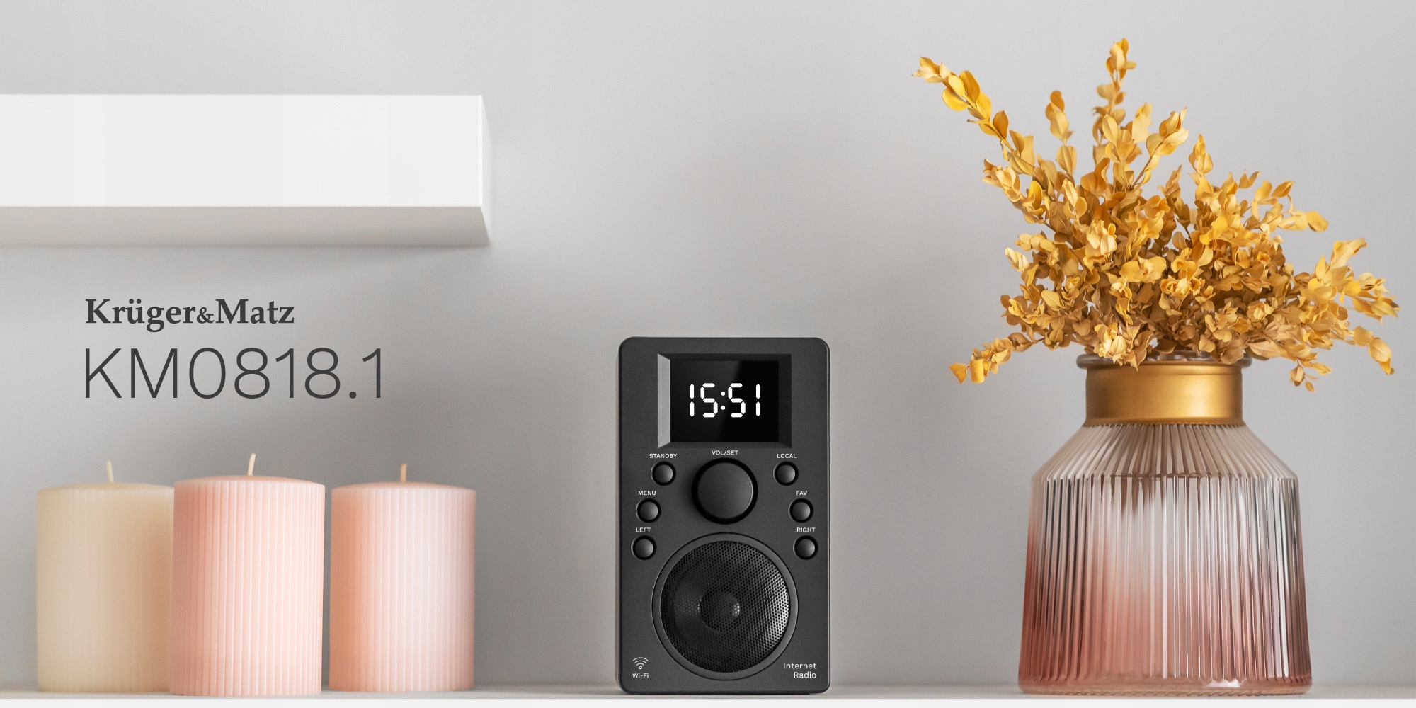 Radio INTERNETOWE WiFi Bluetooth 5.0 Kruger Matz wyświetlacz 2,4" BUDZIK