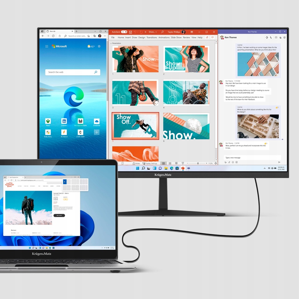 Monitor FULL HD IPS 24 cale WLED KrugerMatz HDMI DisplayPort 100Hz