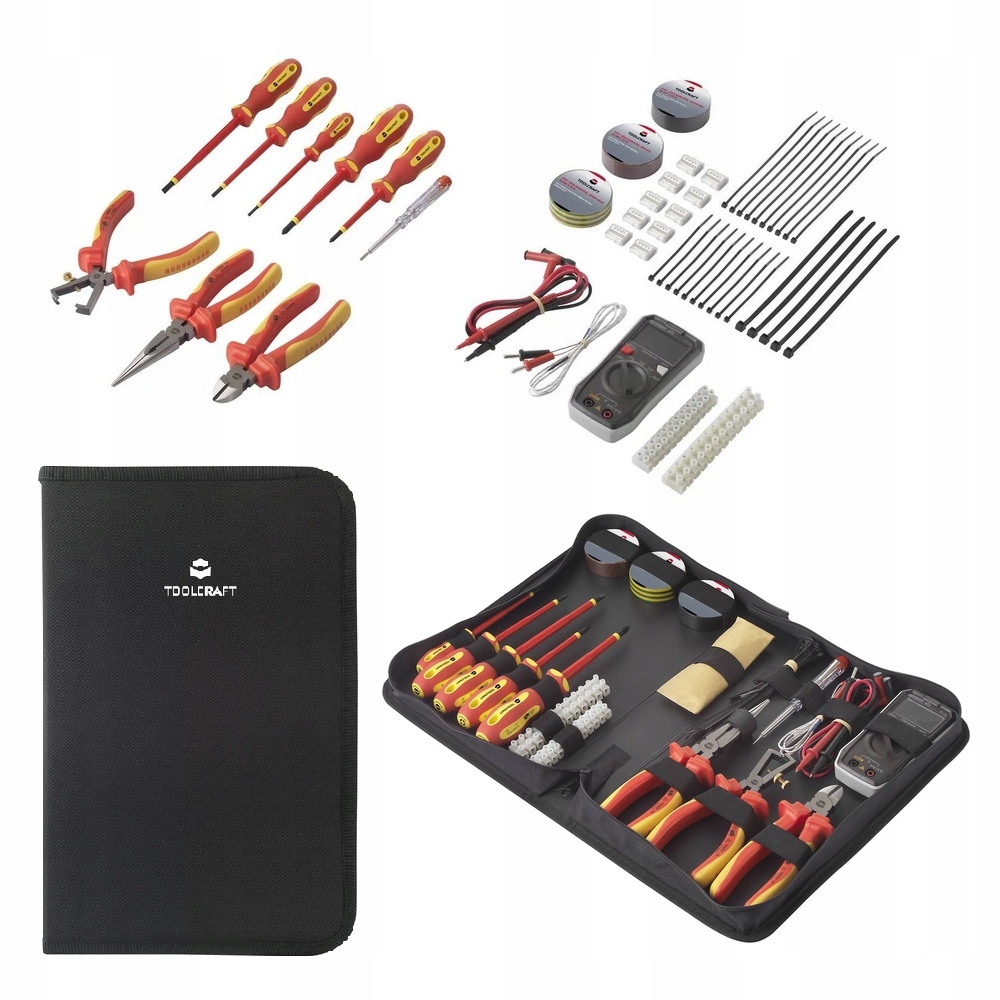 Zestaw narzędzi TOOLCRAFT dla elektryków VDE 50 elementów MULTIMETR wkrętak