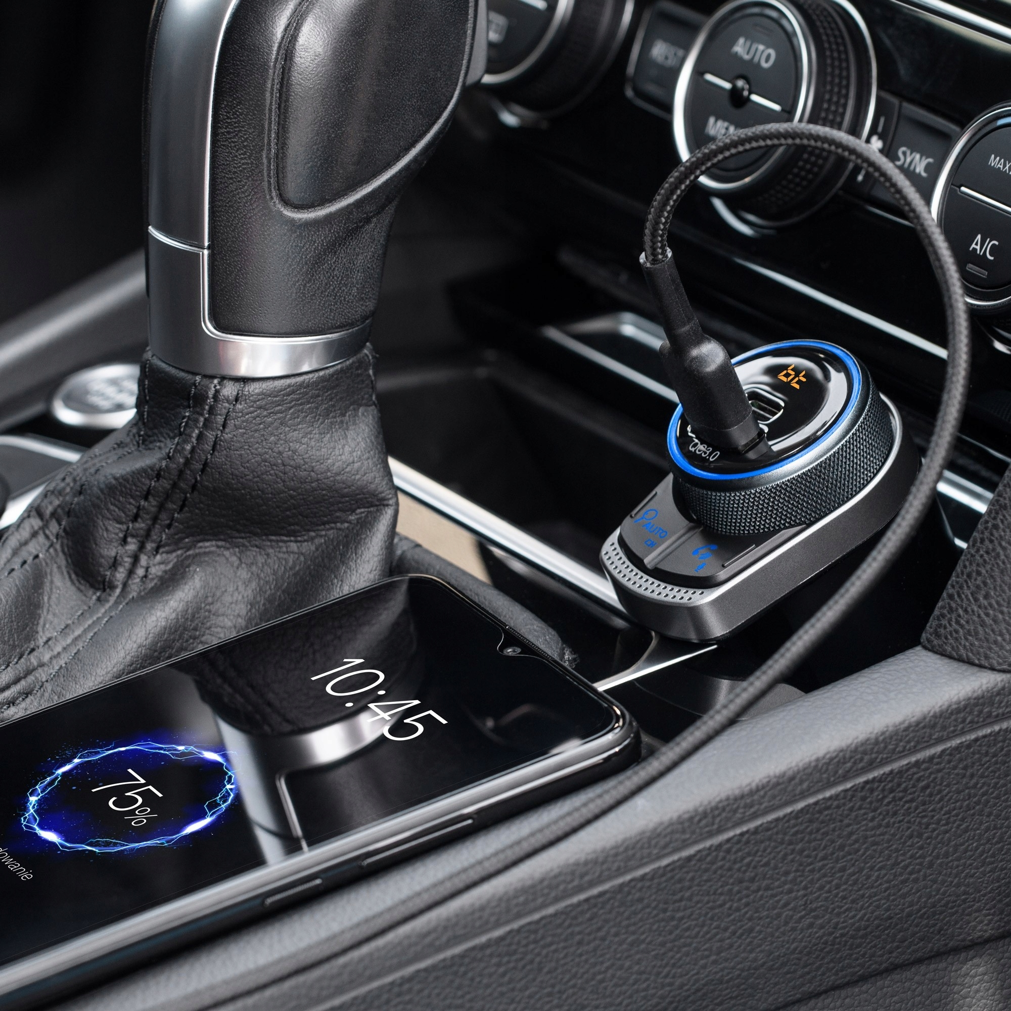 Transmiter samochodowy FM Bluetooth MP3 ŁADOWARKA