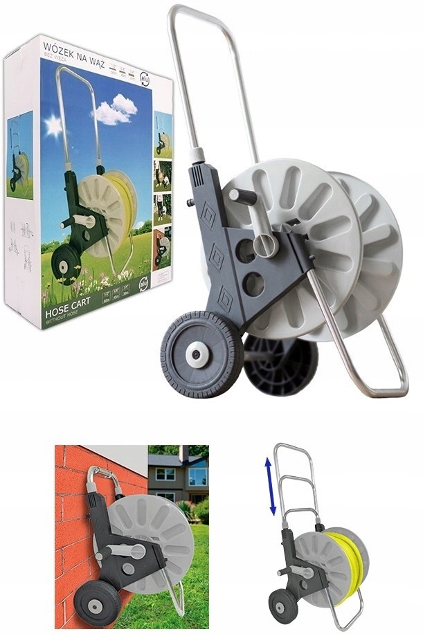 WÓZEK ALU WĄŻ OGRODOWY 4-WARSTWOWY 1/2 50 METRÓW BEST POLSKA ZRASZACZ KPL