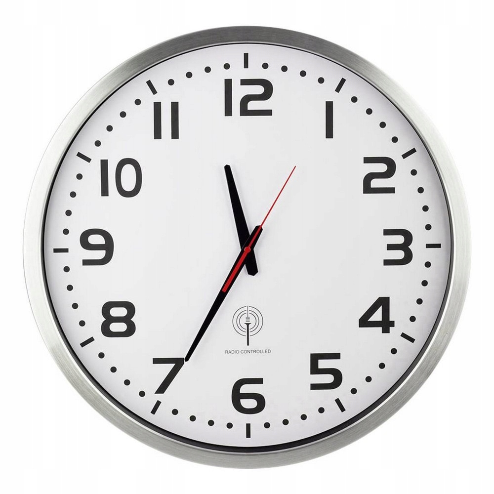 Zegar ścienny sterowany radiowo 50cm DCF77 aluminium