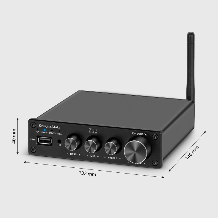 WZMACNIACZ Bluetooth A2DP stereo USB COAXIAL optyczne RCA 2x 100W antena