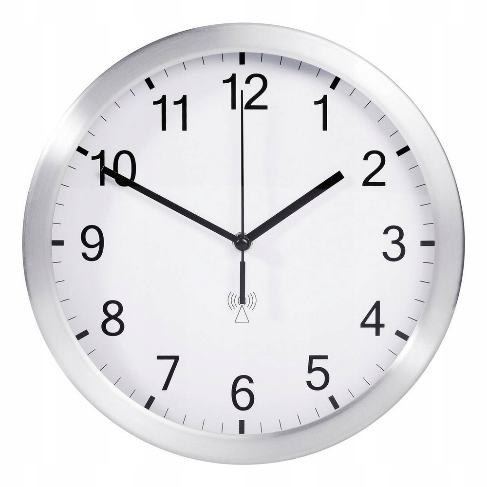 Zegar ścienny sterowany radiowo 25cm DCF77 aluminium