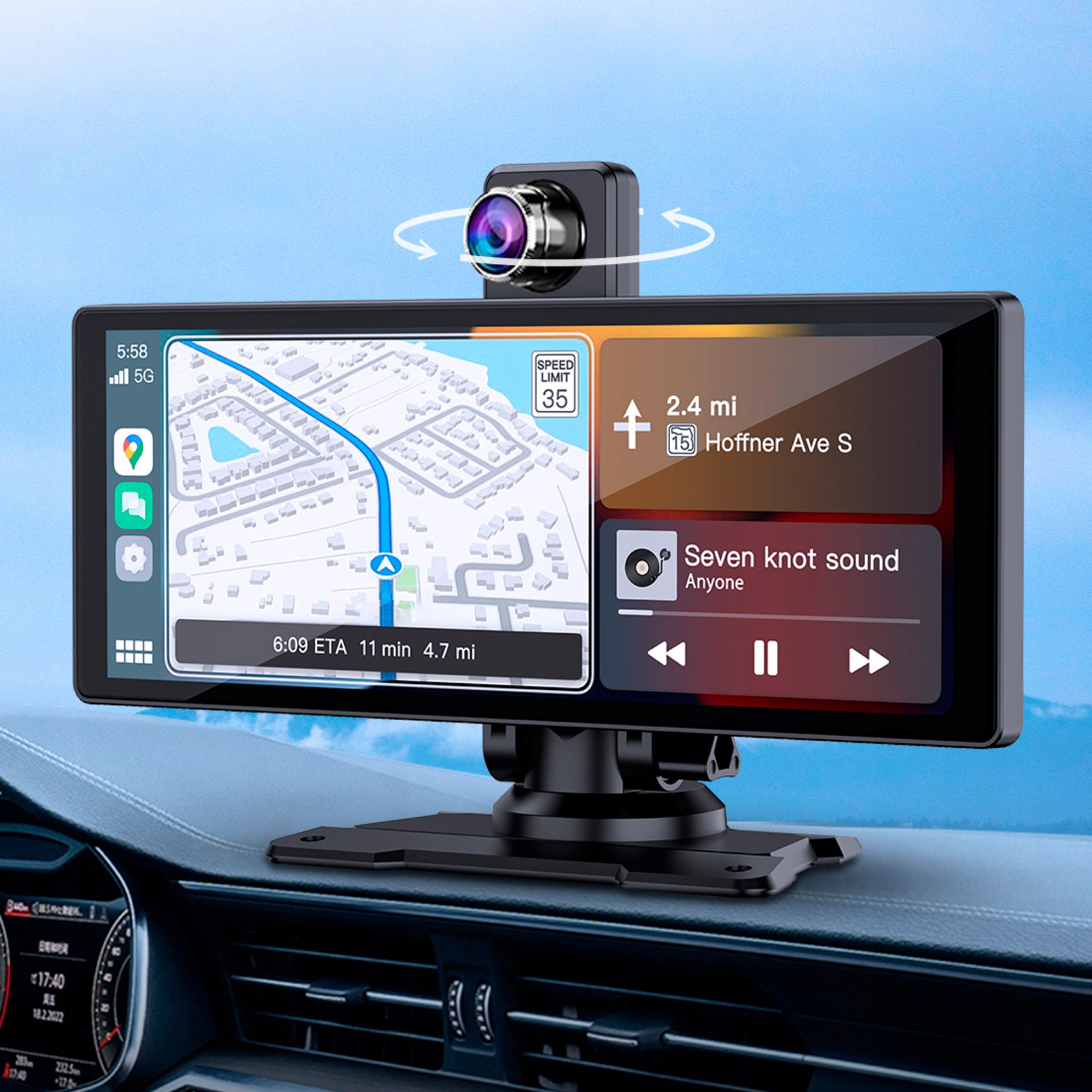 RADIO STACJA MULTIMEDIALNA MONITOR 9'' ANDROID AUTO APPLE CARPLAY KAMERY