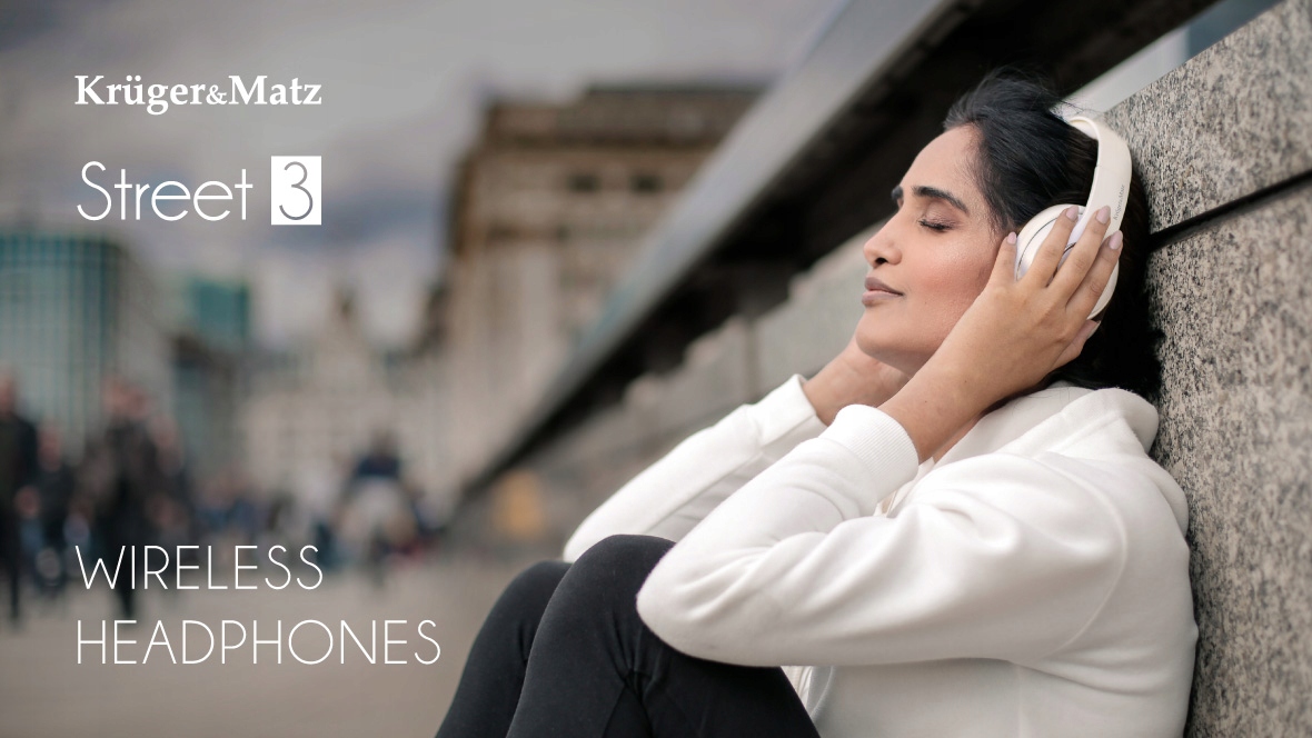 Białe słuchawki BEZPRZEWODOWE Bluetooth mikrofon