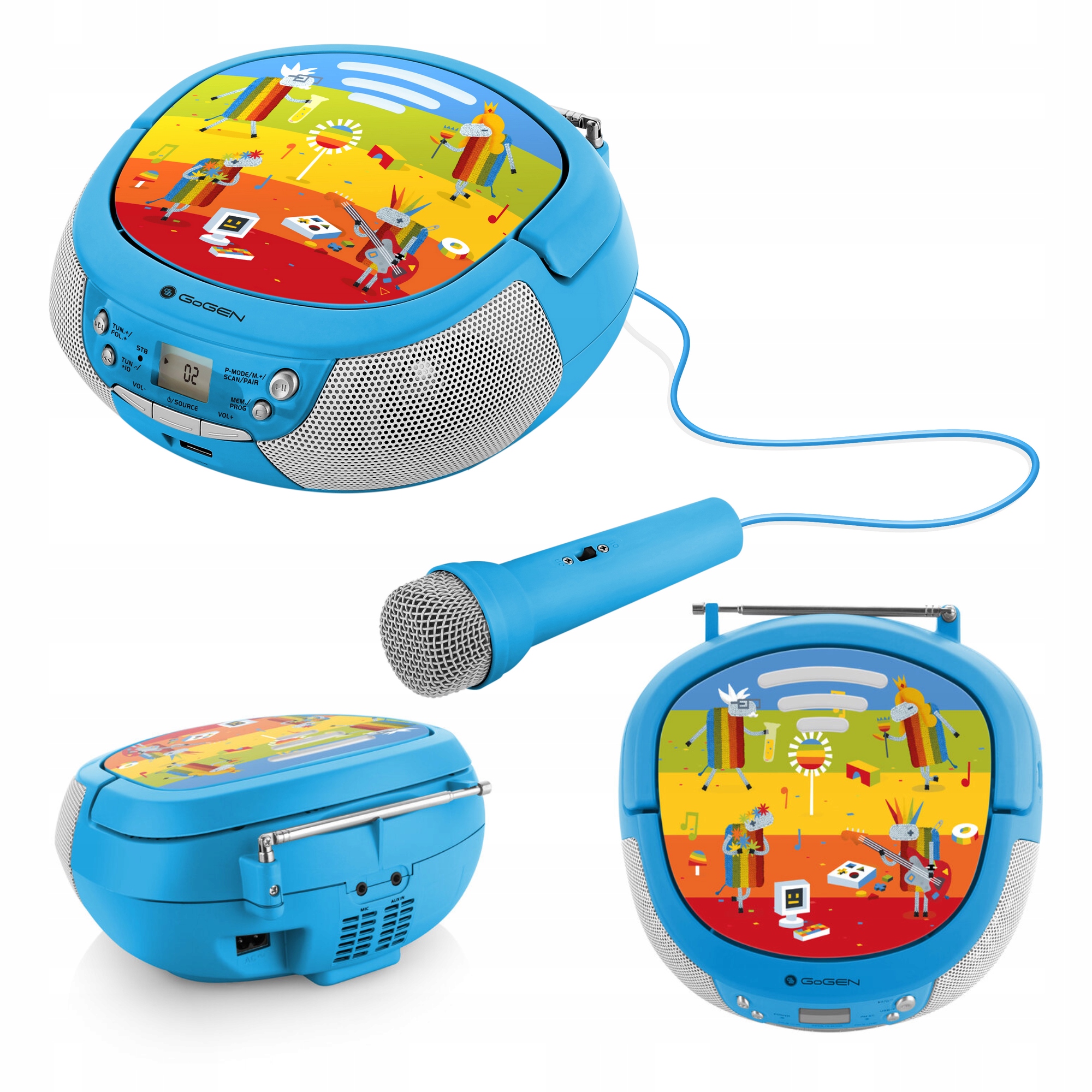 Boombox dla Dzieci CD Bluetooth USB MP3 MIKROFON