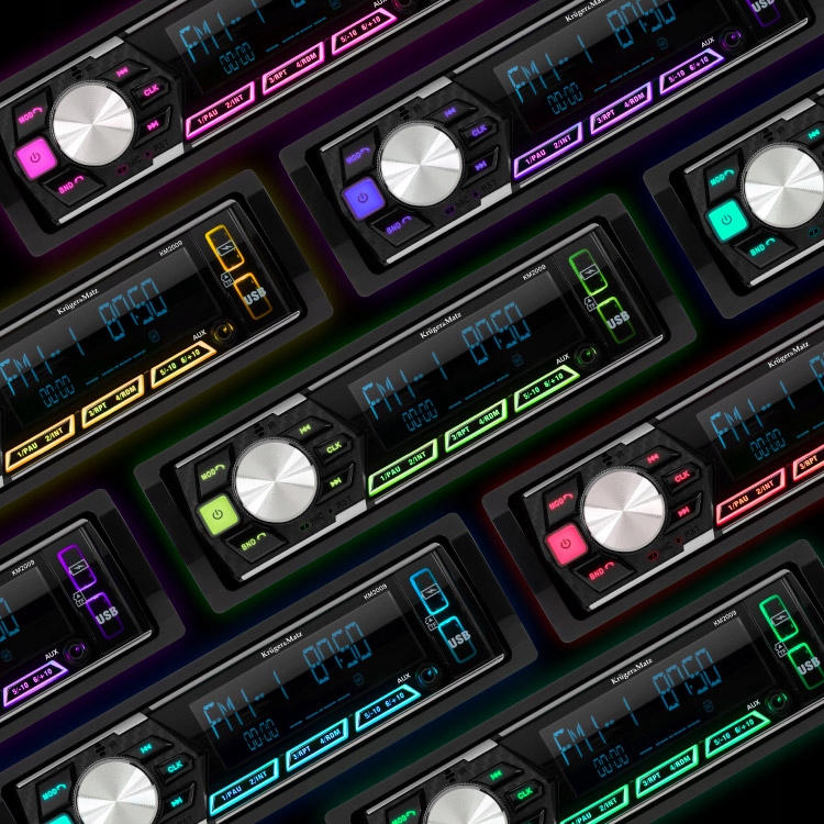 Radio samochodowe Bluetooth USB SD AUX 7 kolorów