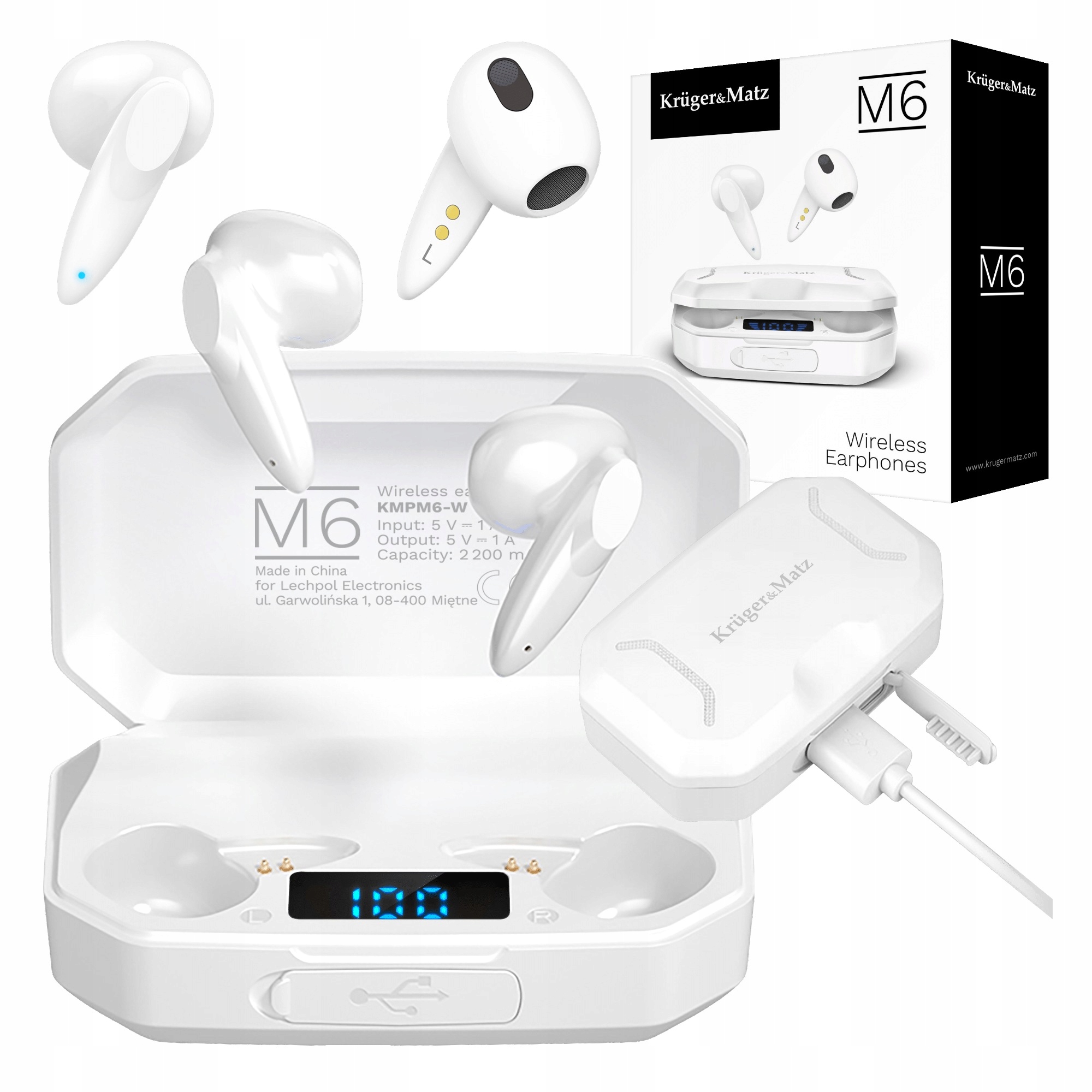 Słuchawki Bluetooth K&M POWERBANK ładowarka USB