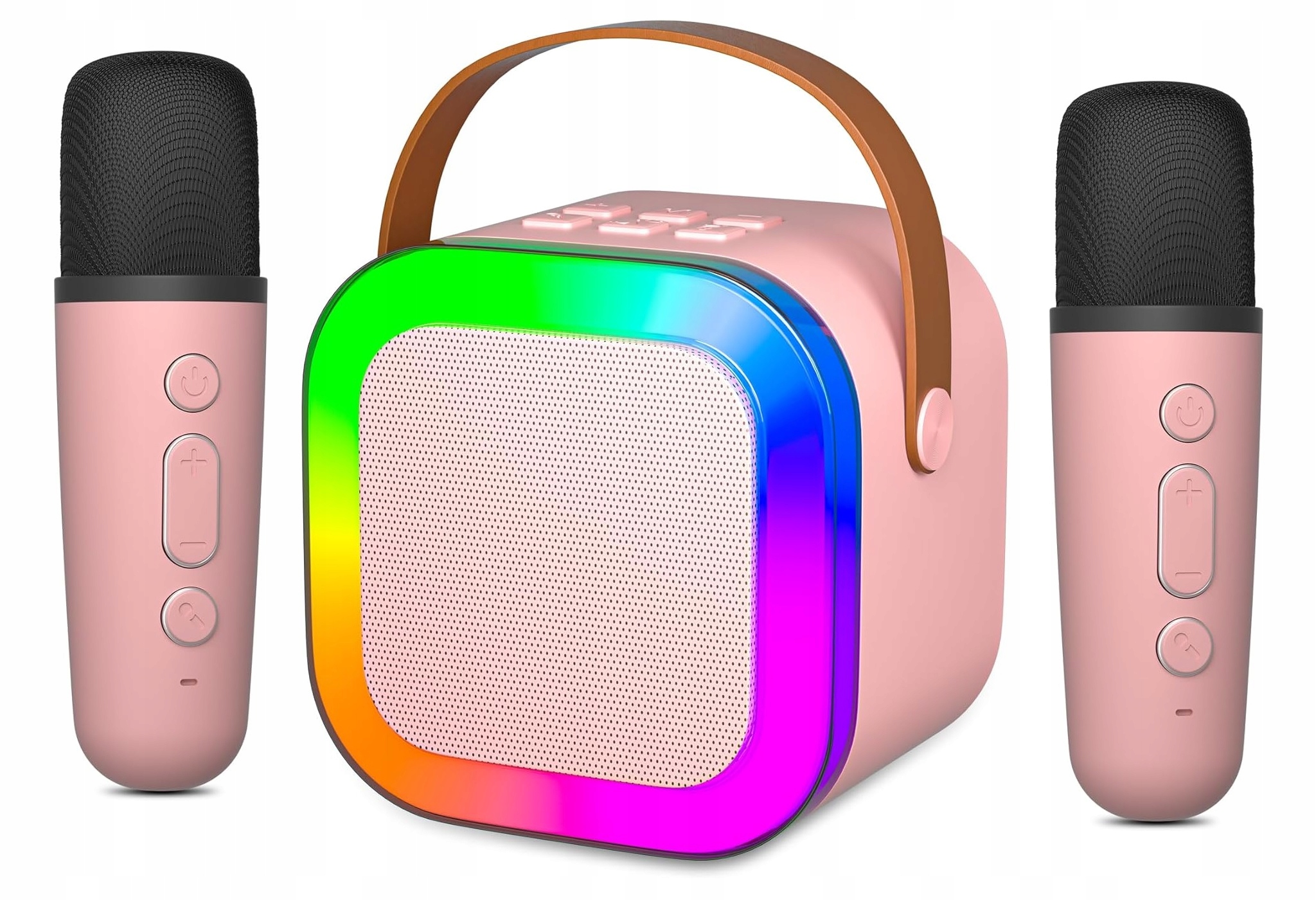 Głośnik przenośny funkcja KARAOKE dwa MIKROFONY BLUETOOTH światła RGB HiFi