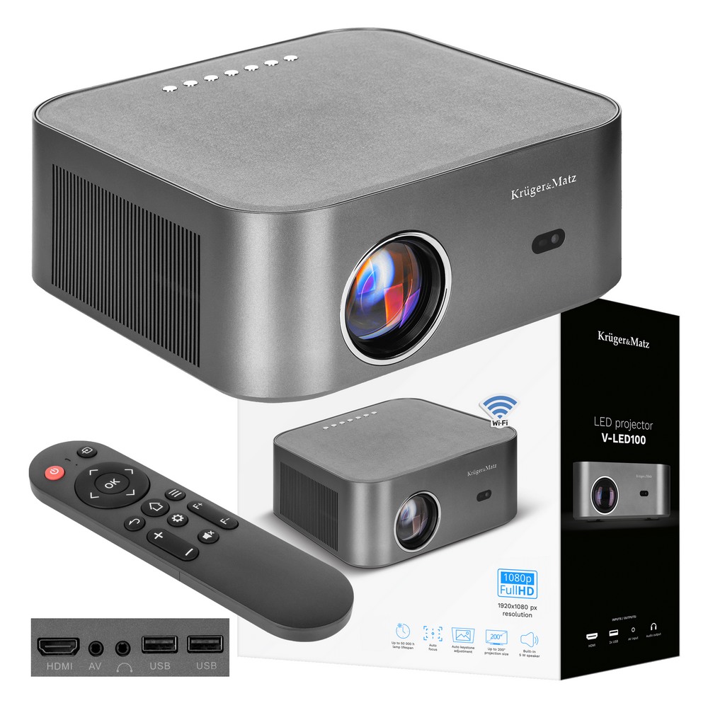 Projektor LED Full HD Android WiFi Bluetooth USB HDMI do 200 cali rzutnik