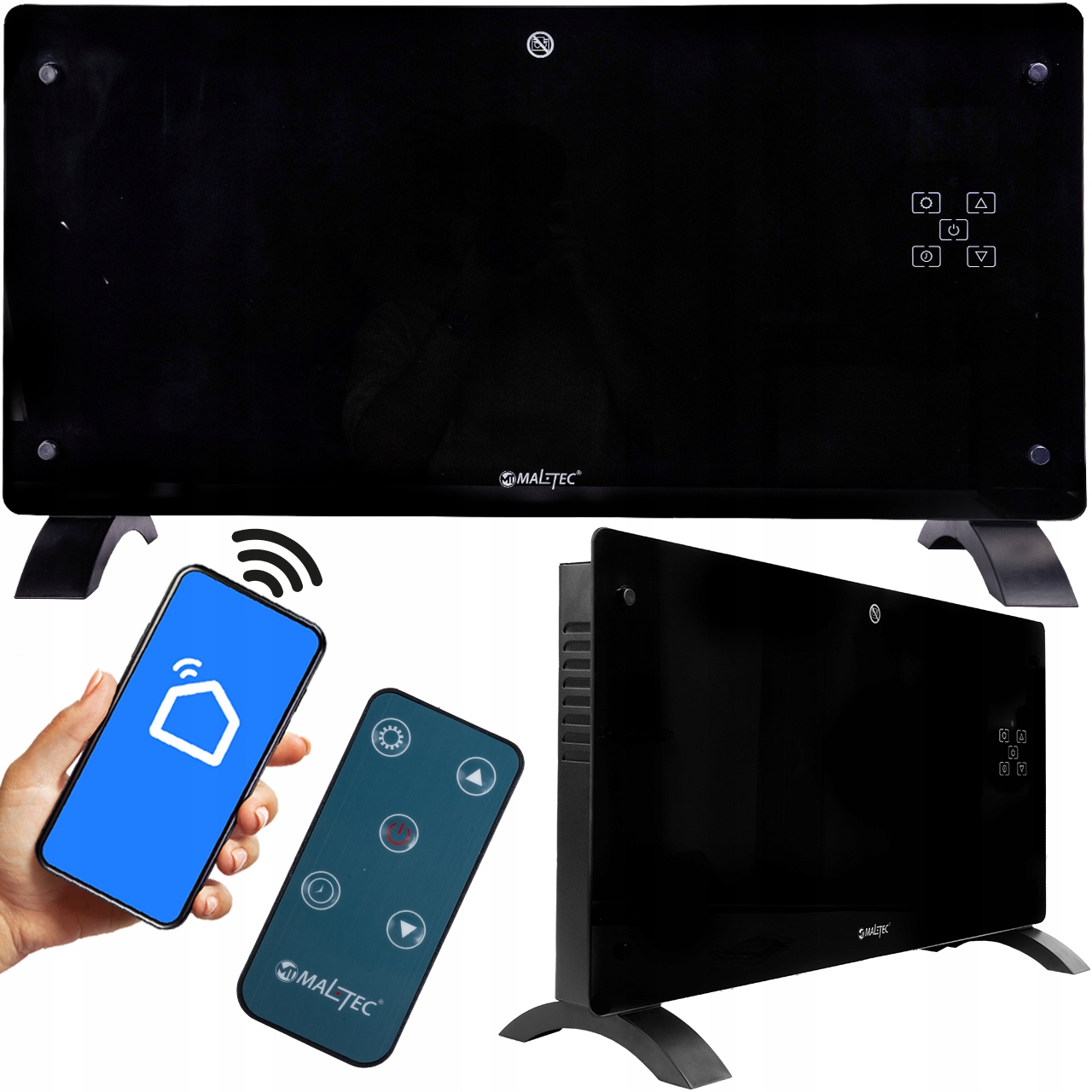 Grzejnik elektryczny KONWEKTOROWY pilot SZKLANY front 2000W termostat WiFi