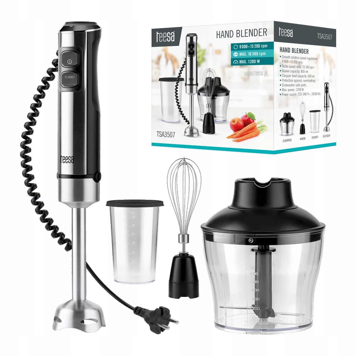 Blender TURBO Robot Rozdrabniacz 3w1 Teesa 1200W