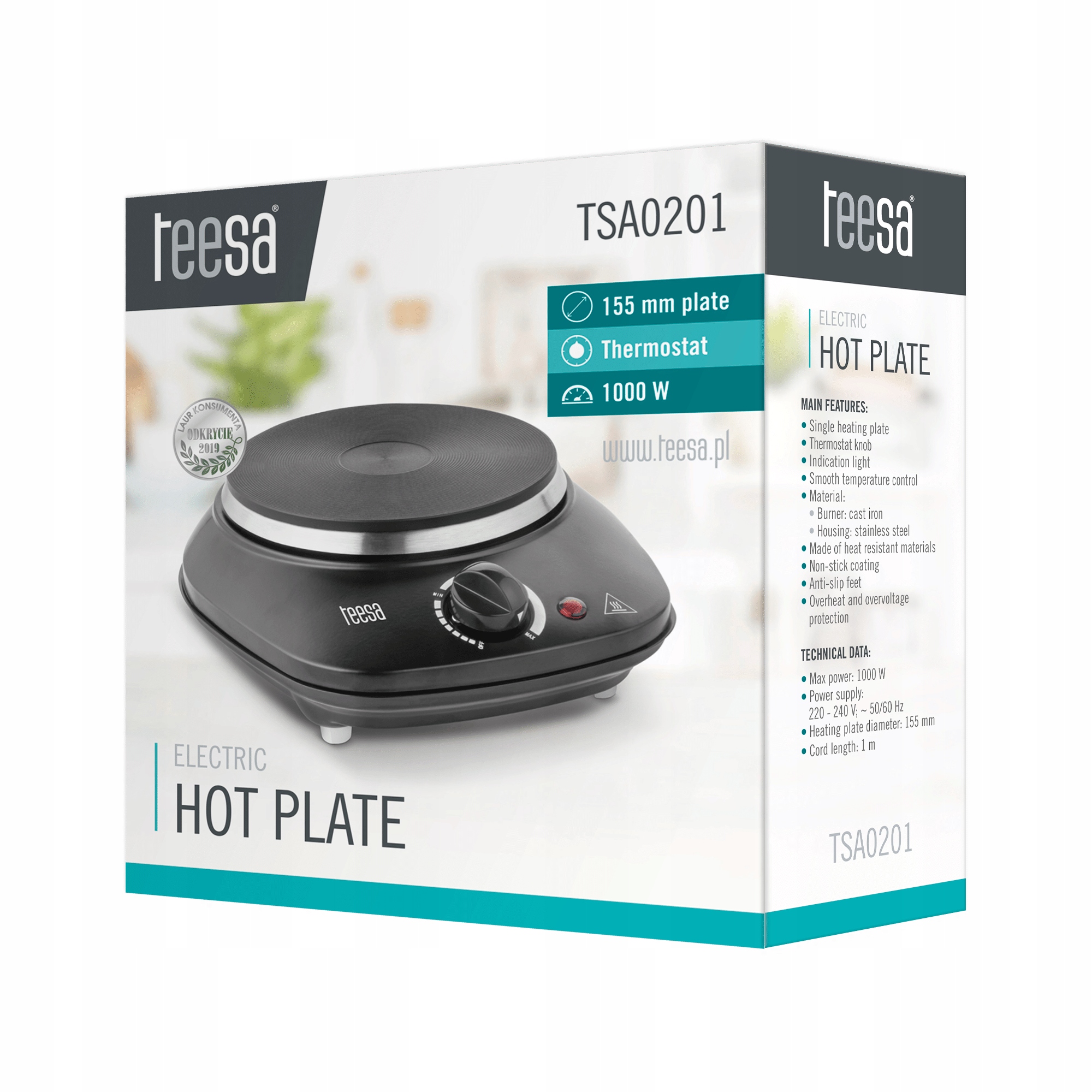 Kuchenka elektryczna Teesa 1000W