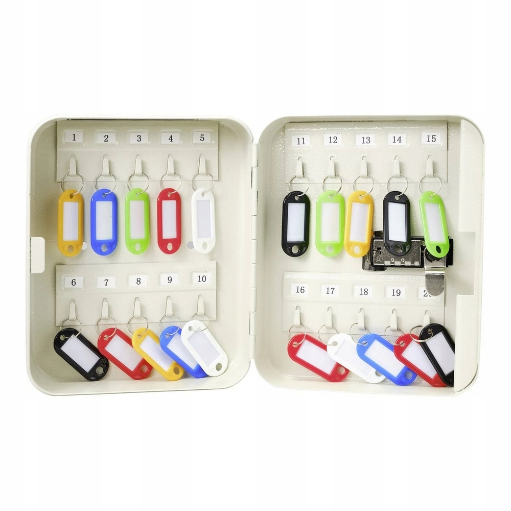 Sejf na klucze 20 haków kolorowe BRELOKI 3 cyfrowy ZAMEK szyfrowy Sygonix