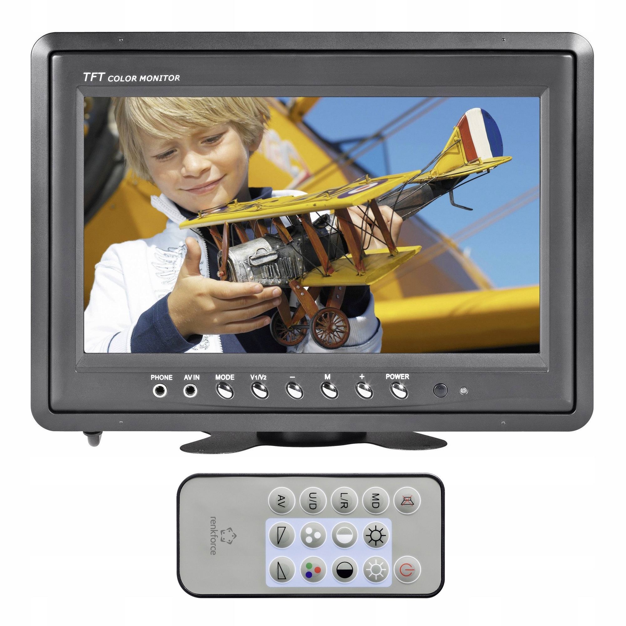 Monitor samochodowy 9'' 12V AV odbicie lustrzane