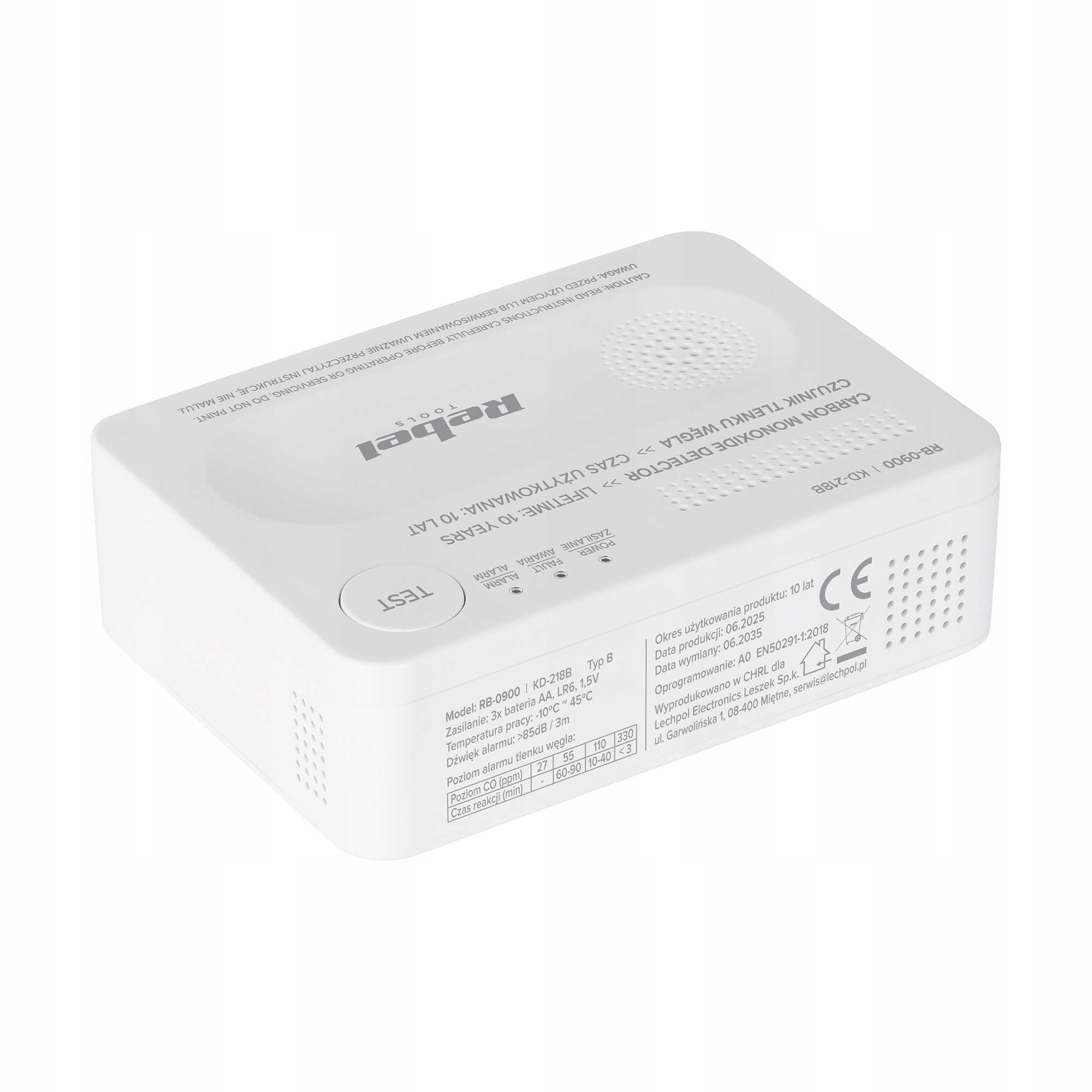 CZUJNIK CZADU tlenku węgla CO na baterie ALARM bezprzewodowy