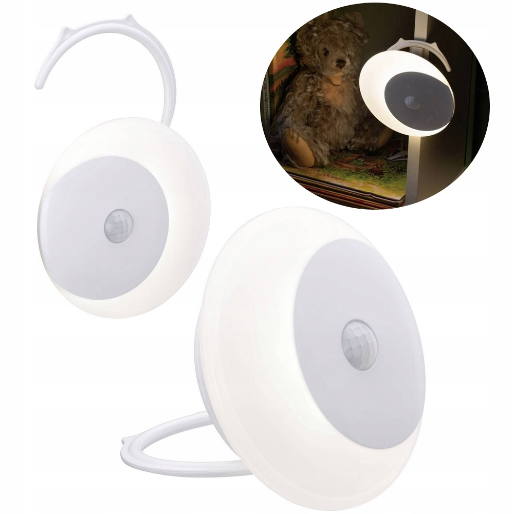 Lampka nocna LED z czujnikiem ruchu PIR na baterie 40 lm czujnik zmierzchu