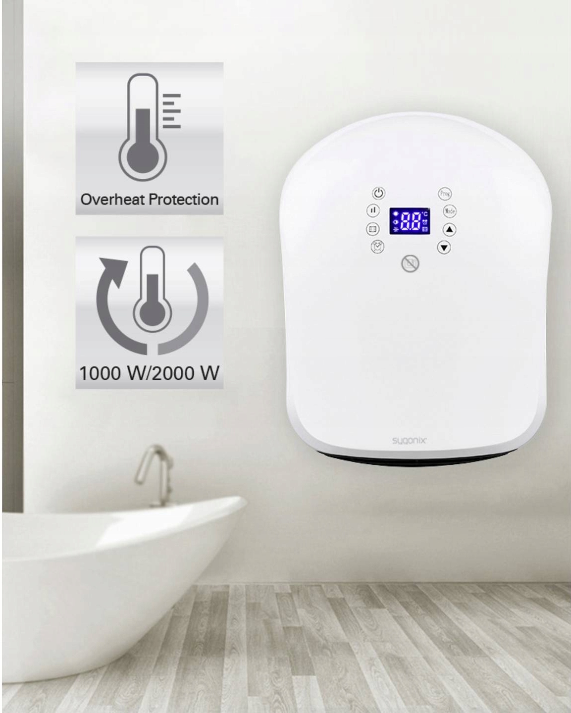 Grzejnik elektryczny ŁAZIENKOWY szybkonagrzewający 2000W IP24 TIMER