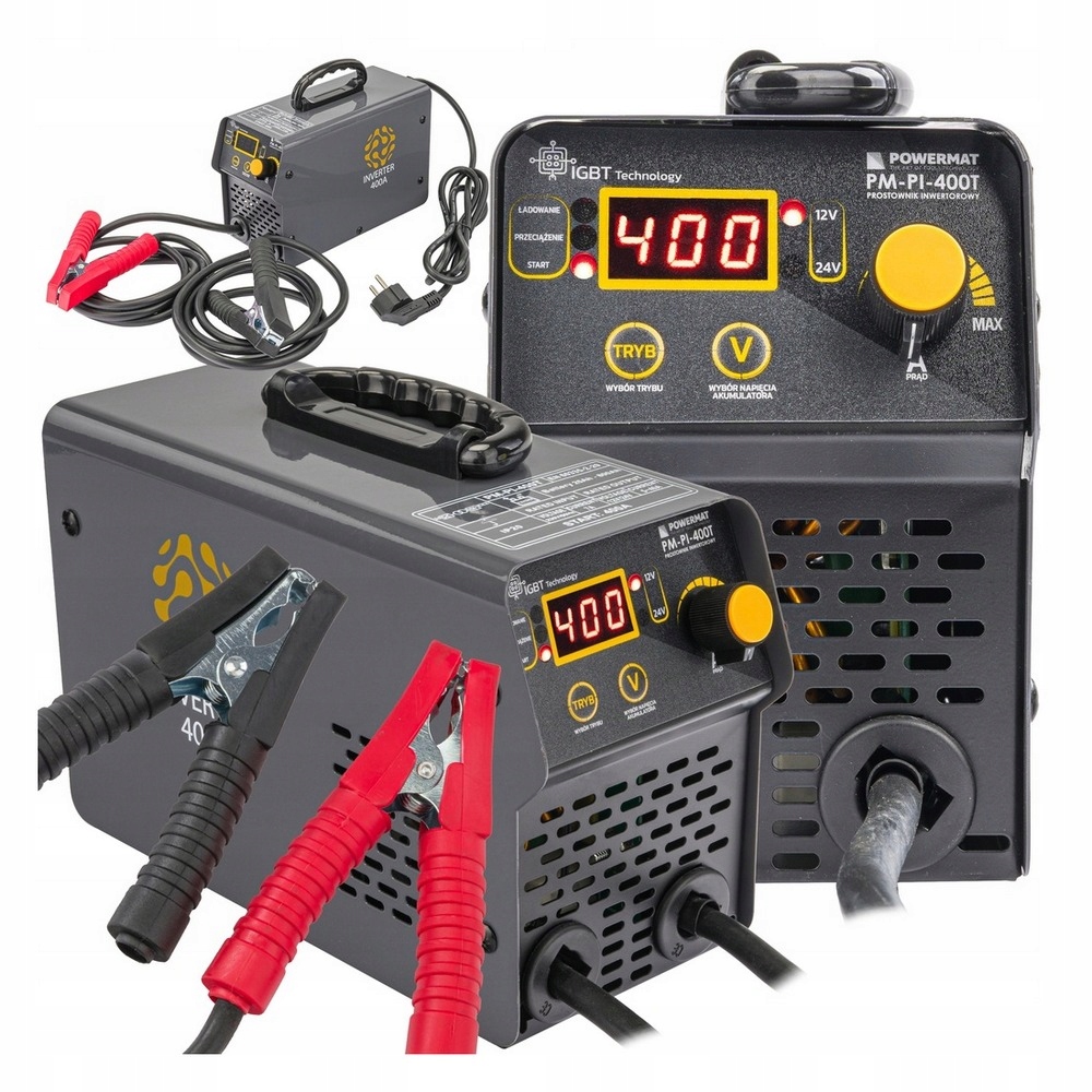 Prostownik AKUMULATOROWY inwertorowy z ROZRUCHEM 400A 12/24 V ładowarka 40A